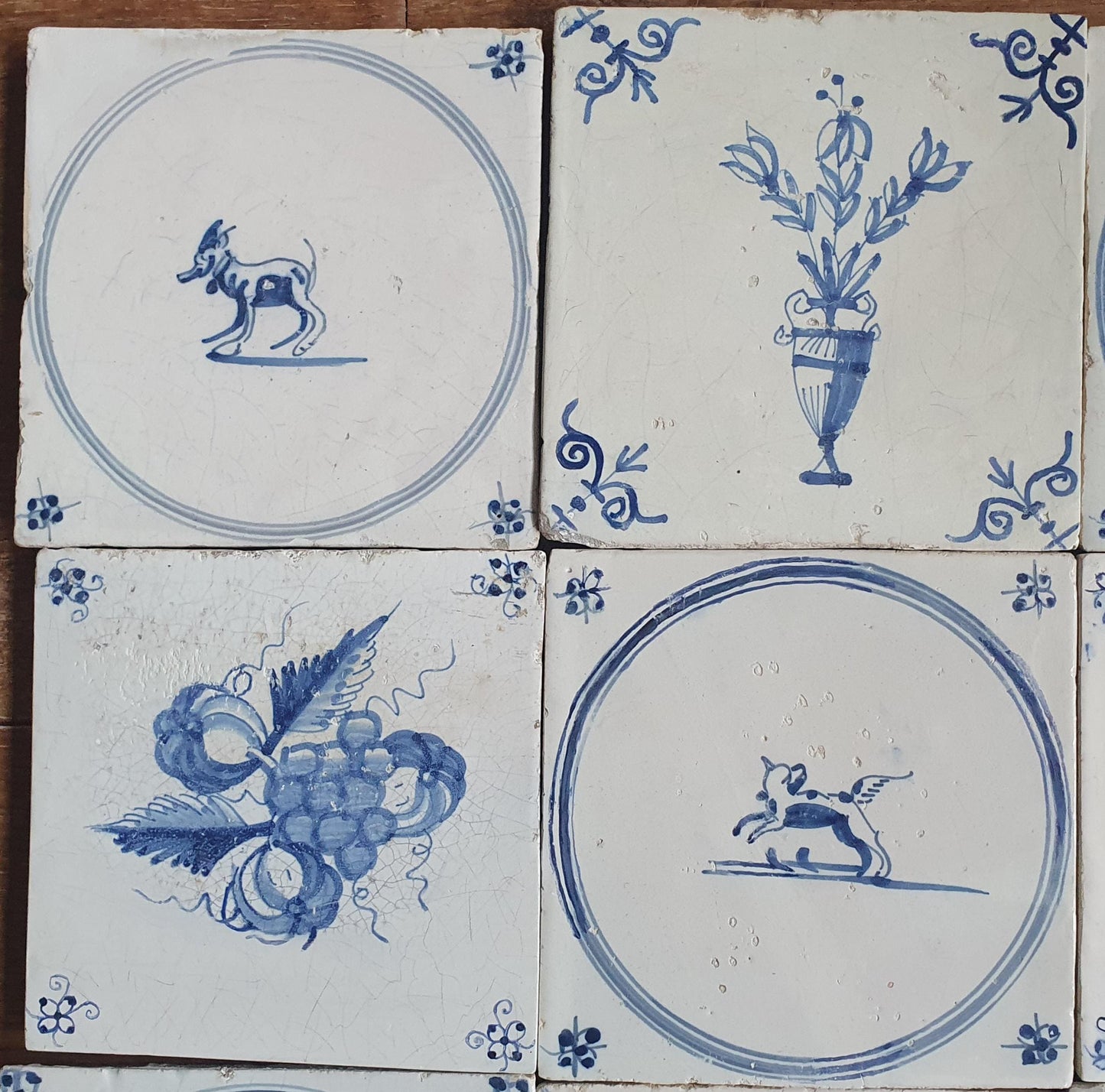 12 x Antique Delft Mix Tiles, 17th-19th  Century Dutch Wall Decor. tile