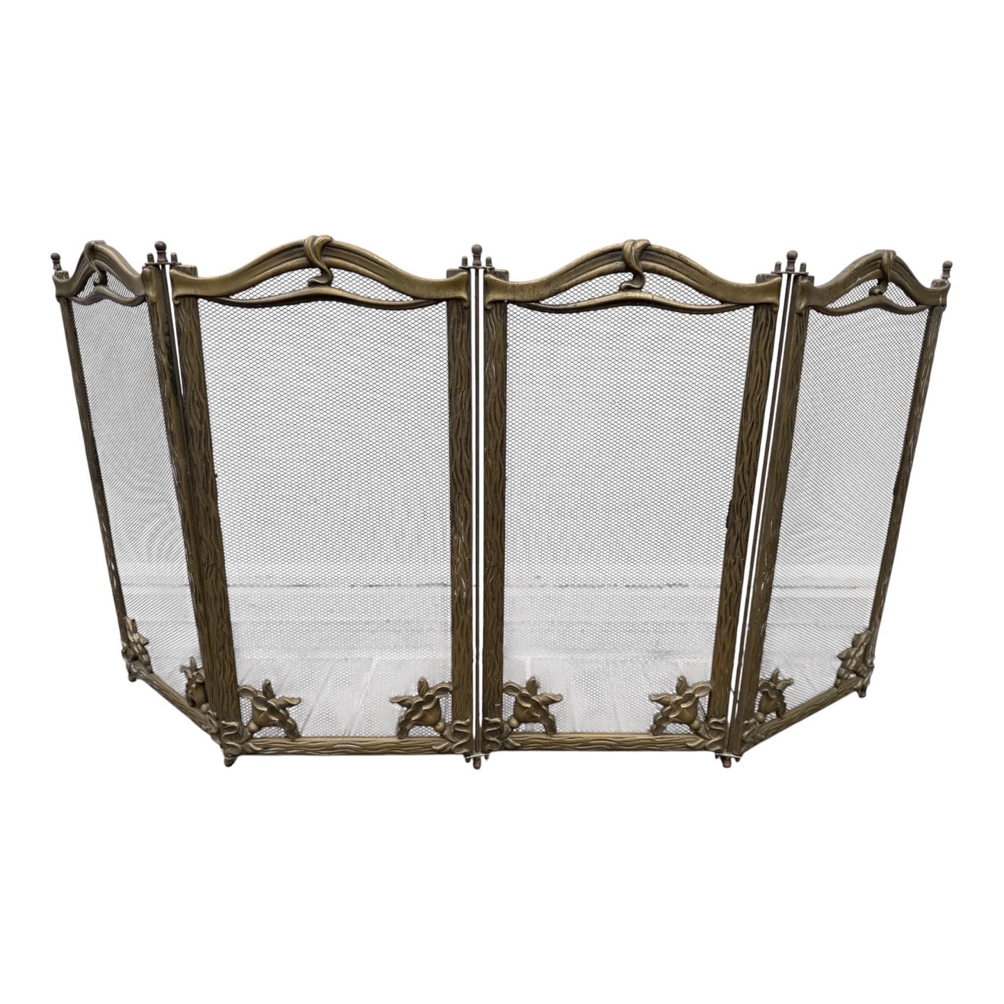 Firescreen, antique art nouveau brass, chique fireplace screen furniture with irisses. Art nouveau botanical
