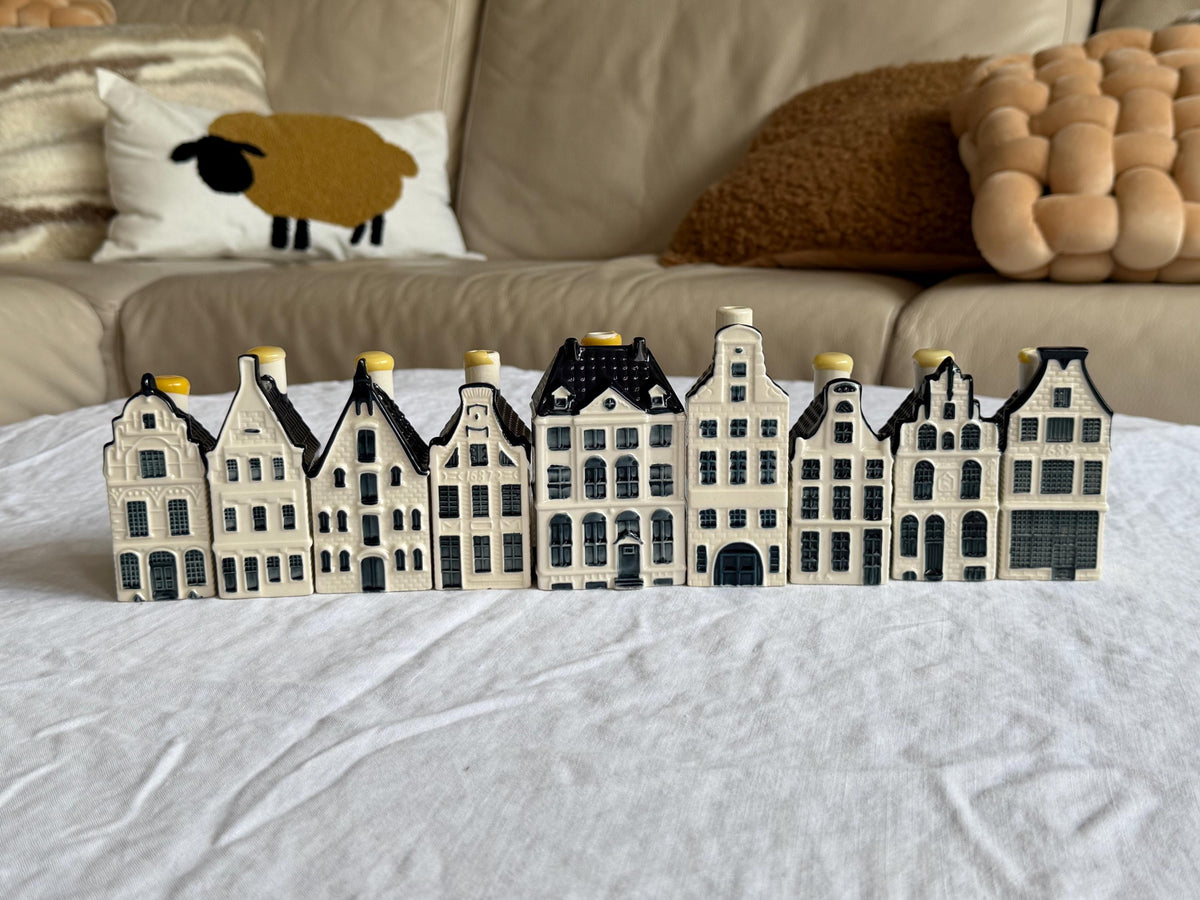 KLM Amsterdam Canal Houses, Hand Painted Porcelain Collectible Dutch grachtenpandjes street per 8 choose your number