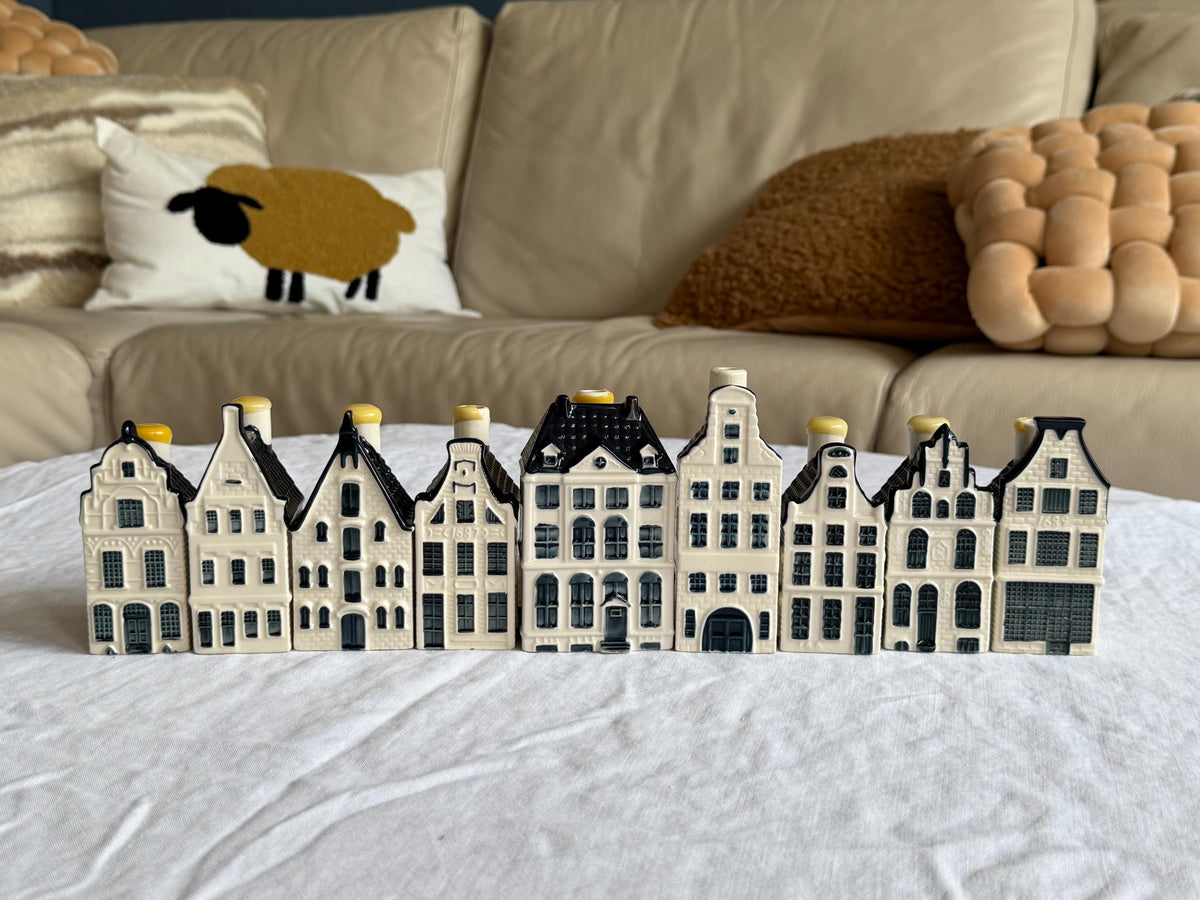 KLM Amsterdam Canal Houses, Hand Painted Porcelain Collectible Dutch grachtenpandjes street per 8 choose your number