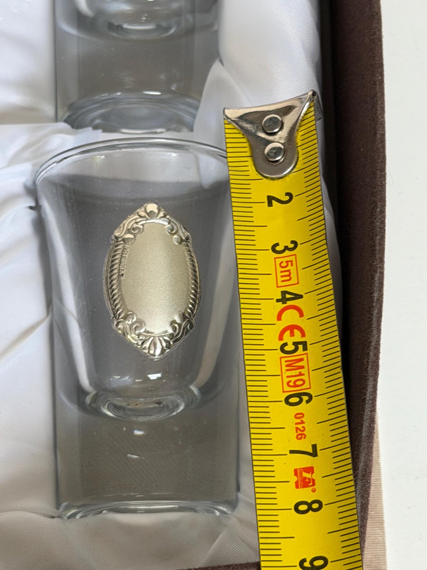 925 silver liquer  glasses, liquer crystal , vintage italy, with silver shield can be engraved, personalised limoncello ouzo raki