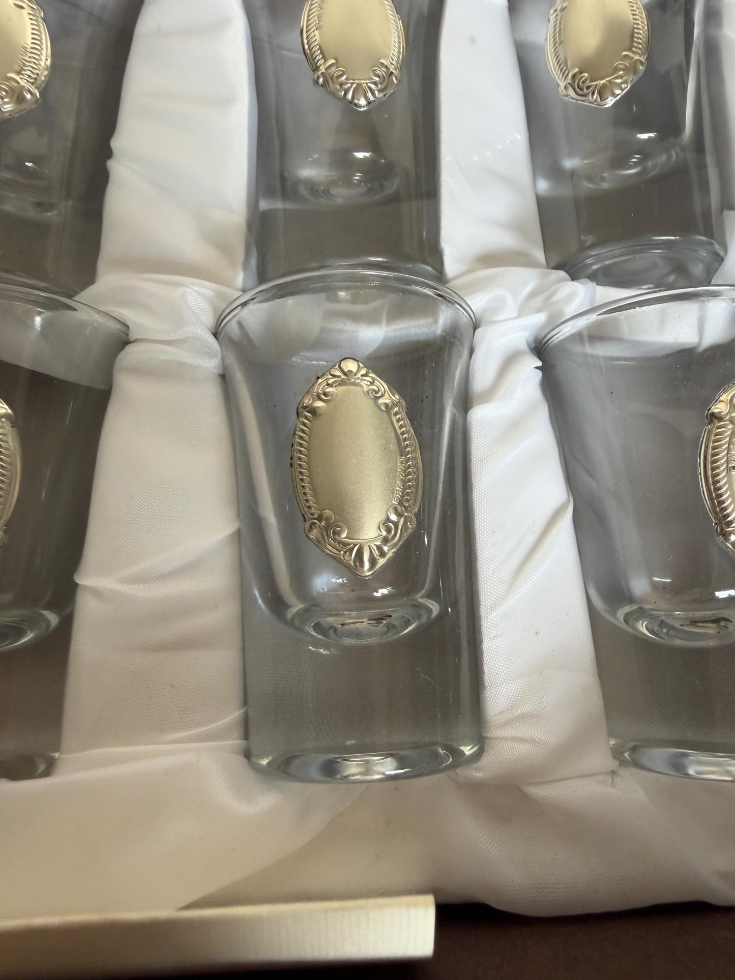 925 silver liquer  glasses, liquer crystal , vintage italy, with silver shield can be engraved, personalised limoncello ouzo raki