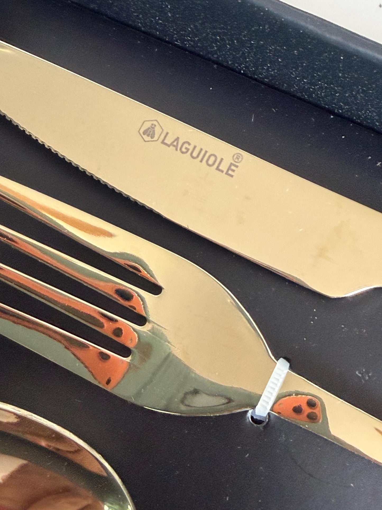 Laguiole 12 p   Gold Stainless Steel Cutlery Set, Vintage  12 Person