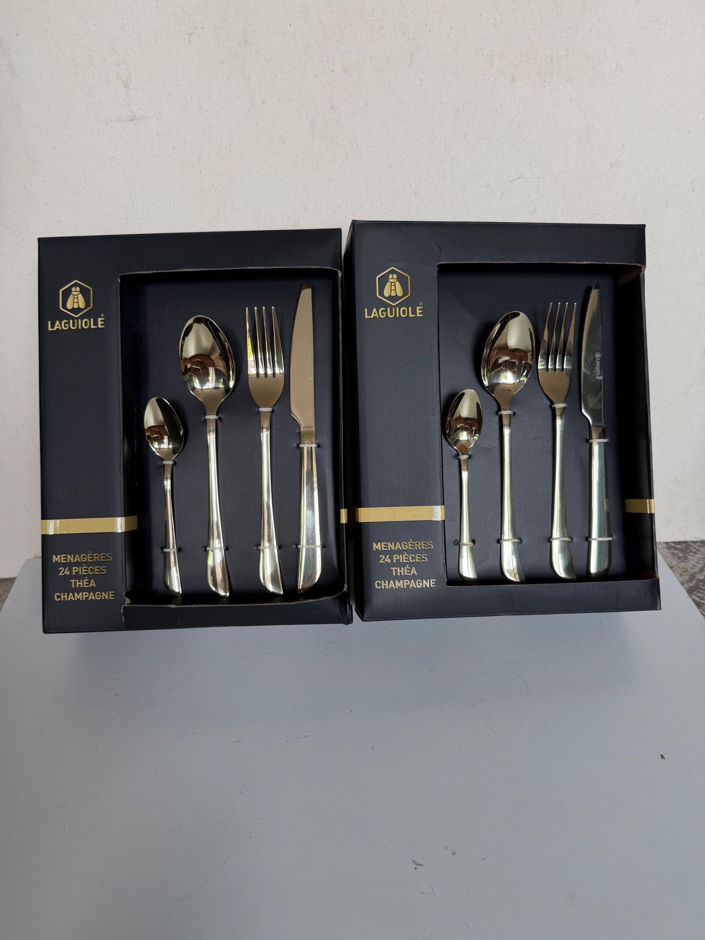 Laguiole 12 p   Gold Stainless Steel Cutlery Set, Vintage  12 Person