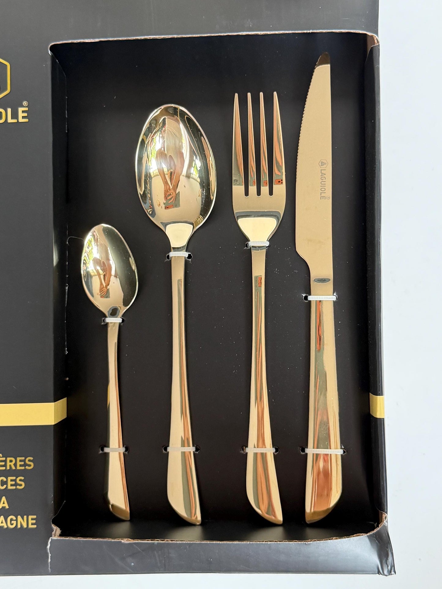 Laguiole 12 p   Gold Stainless Steel Cutlery Set, Vintage  12 Person