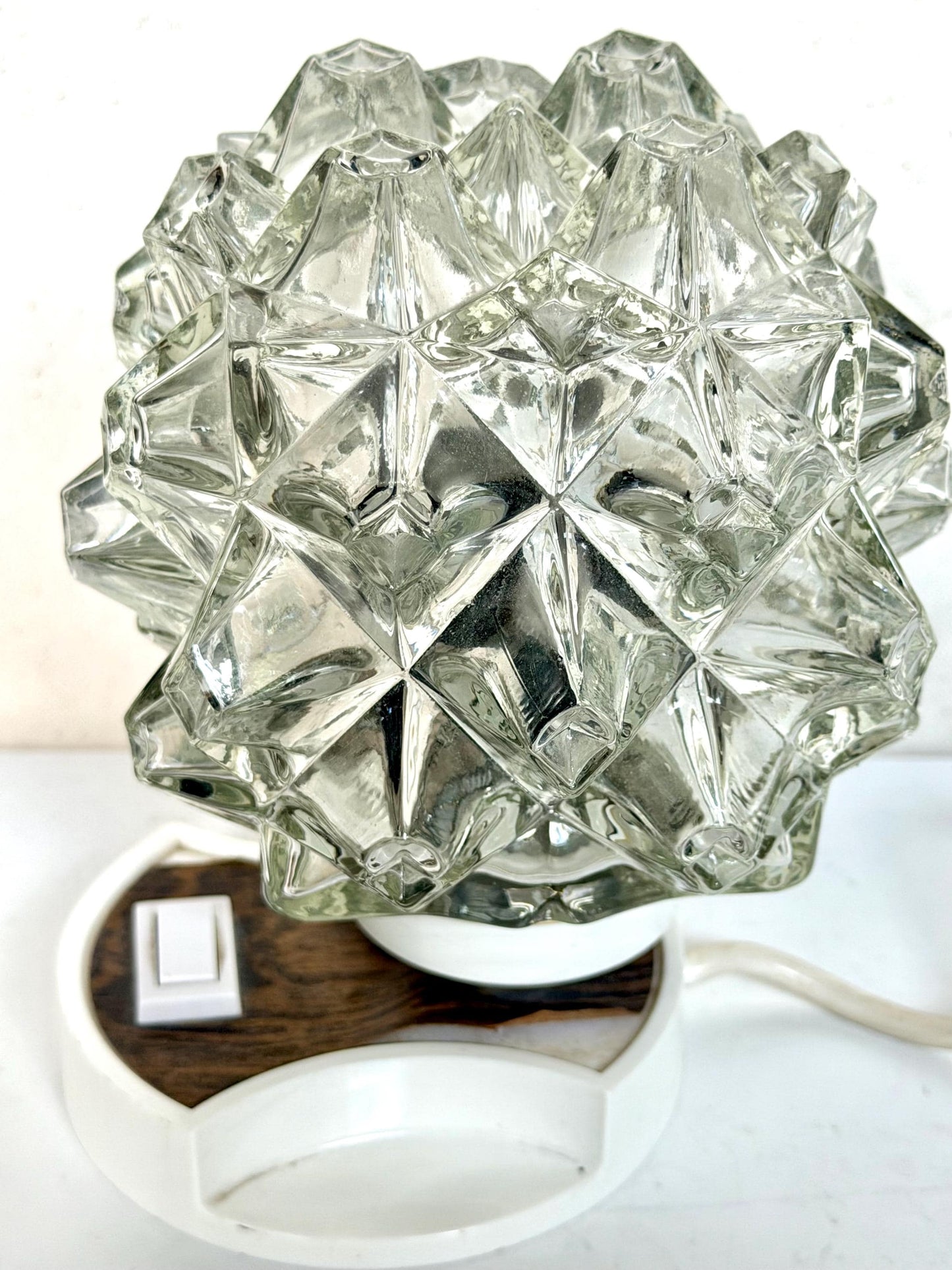 Vintage space age Glass tableLamp sixties midcentury - ausema lights bedside