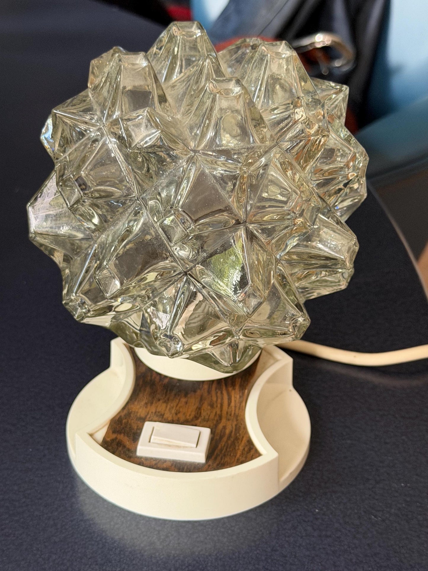 Vintage space age Glass tableLamp sixties midcentury - ausema lights bedside