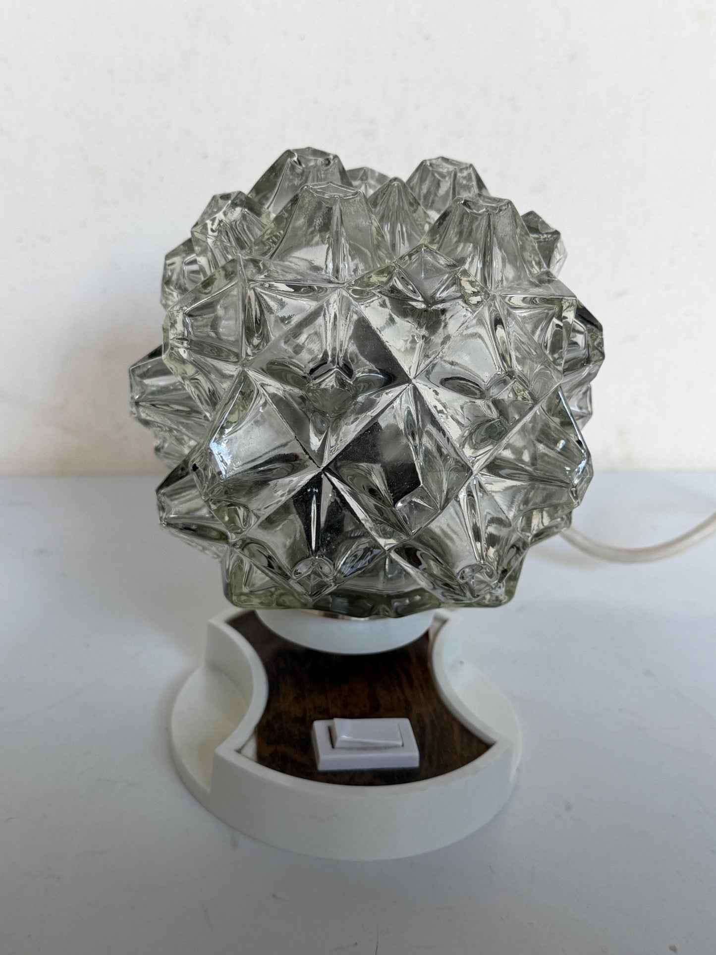 Vintage space age Glass tableLamp sixties midcentury - ausema lights bedside