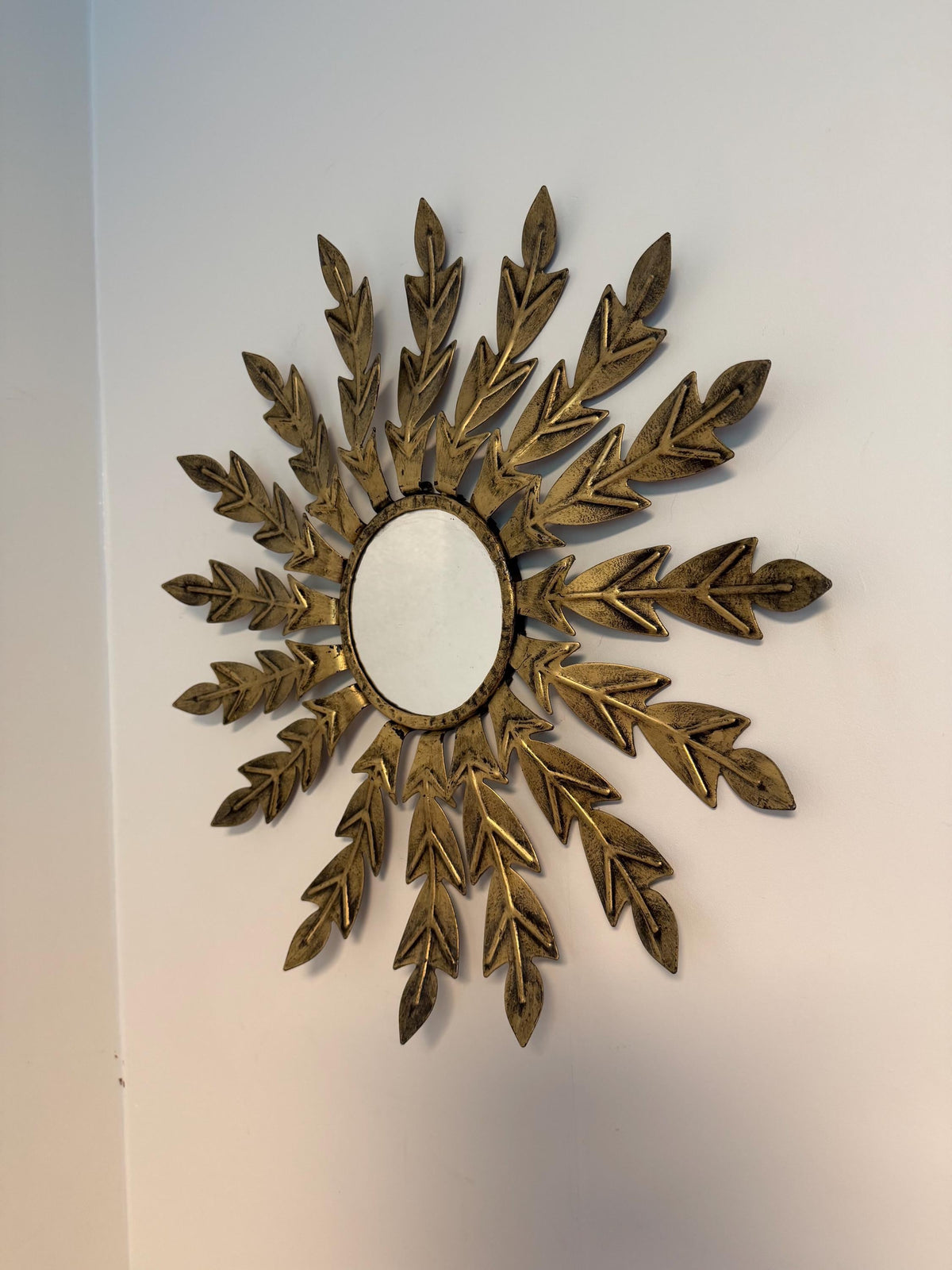 vintage X large sun mirror sunbeam sunray ,  gilt metal, d 55 cm