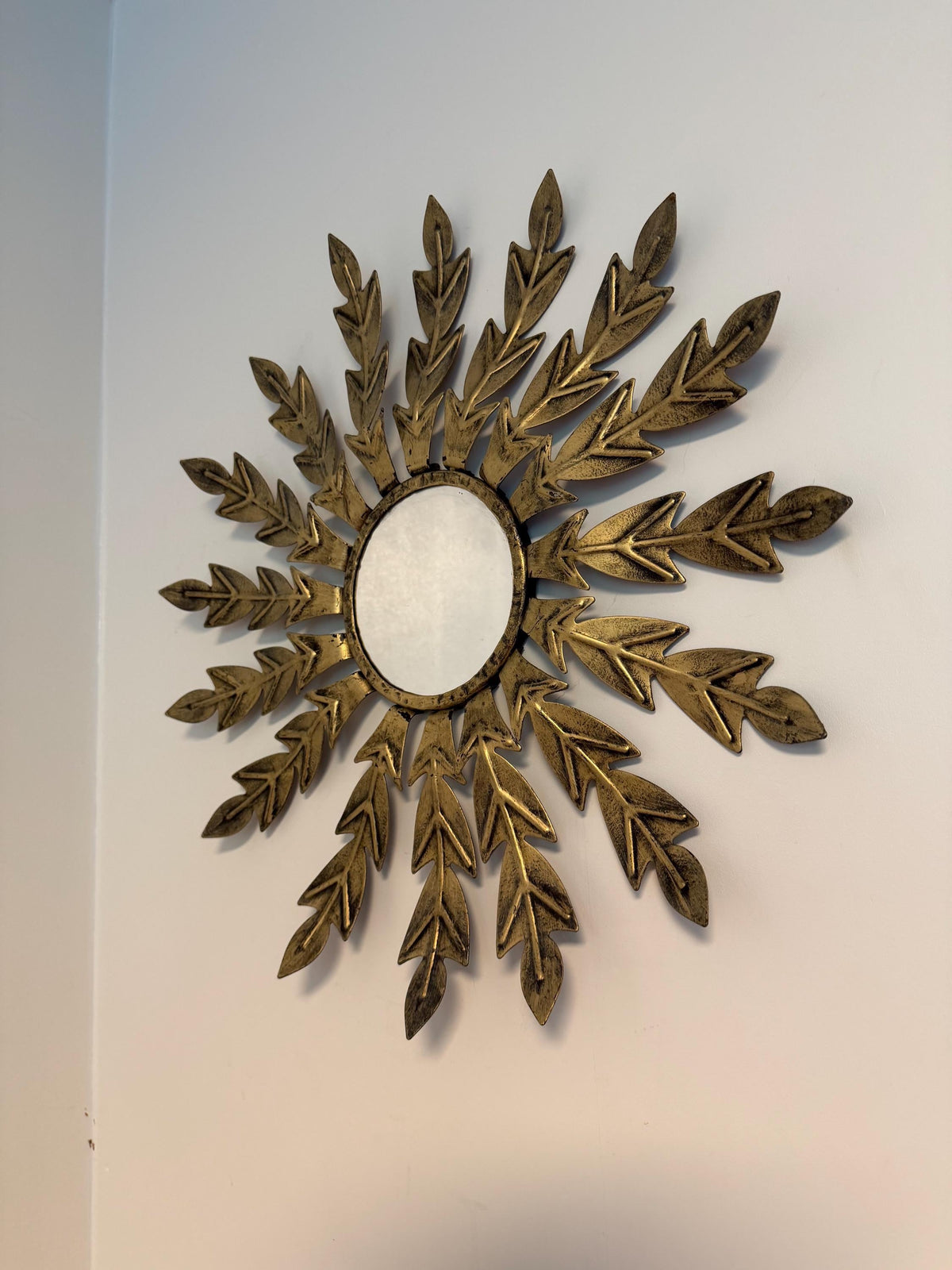 vintage X large sun mirror sunbeam sunray ,  gilt metal, d 55 cm