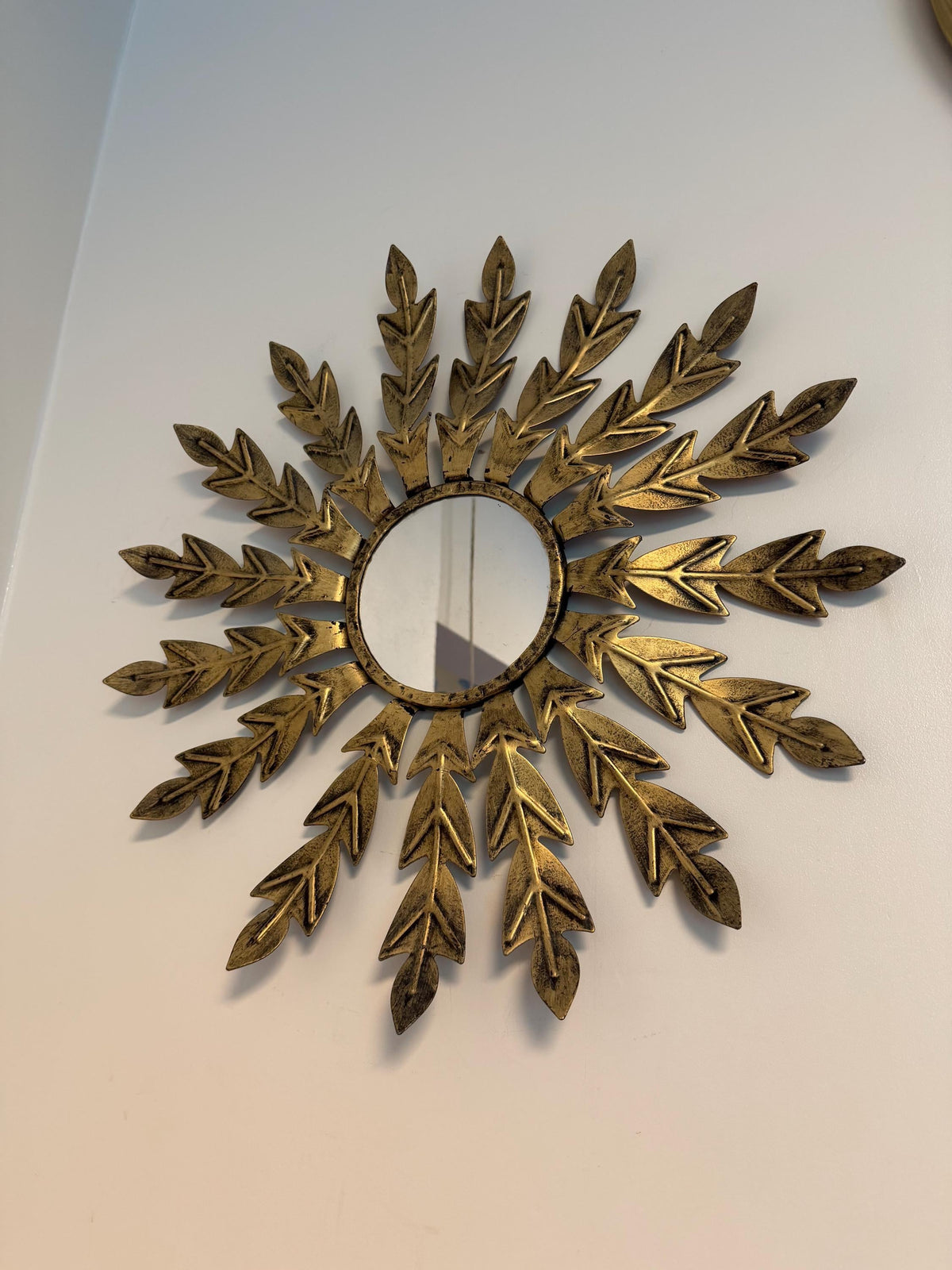 vintage X large sun mirror sunbeam sunray ,  gilt metal, d 55 cm