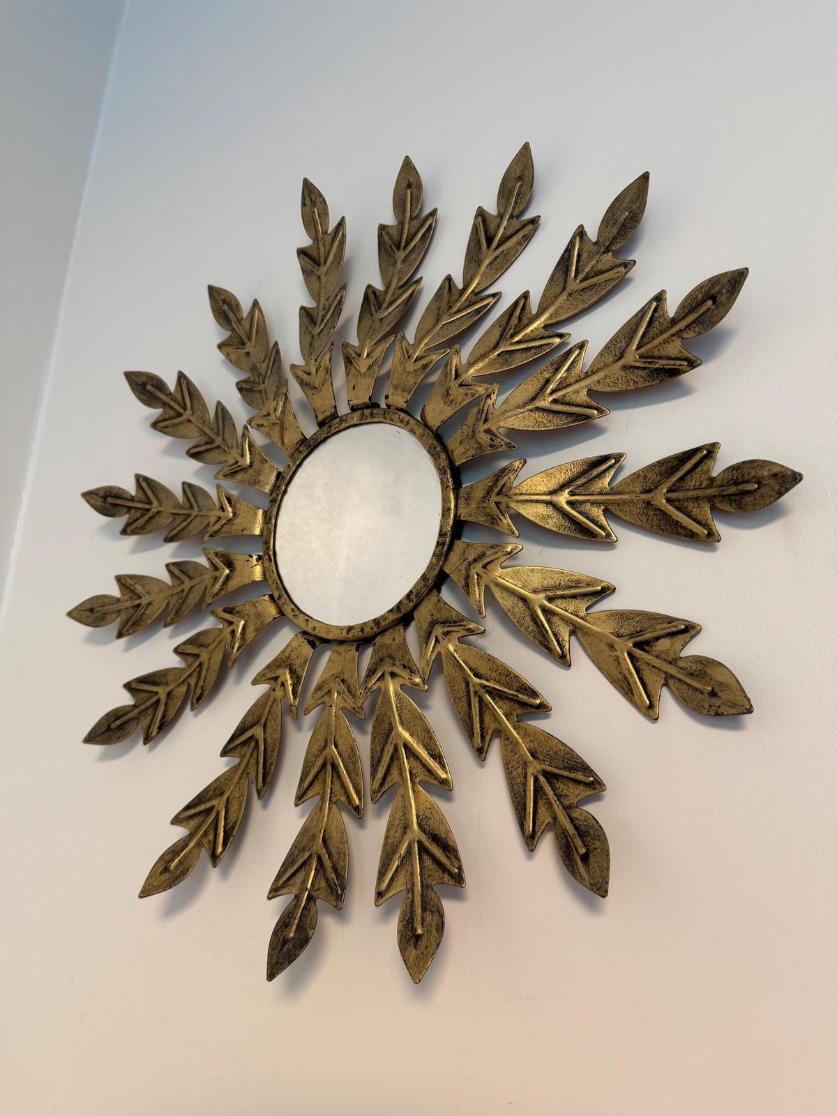 vintage X large sun mirror sunbeam sunray ,  gilt metal, d 55 cm