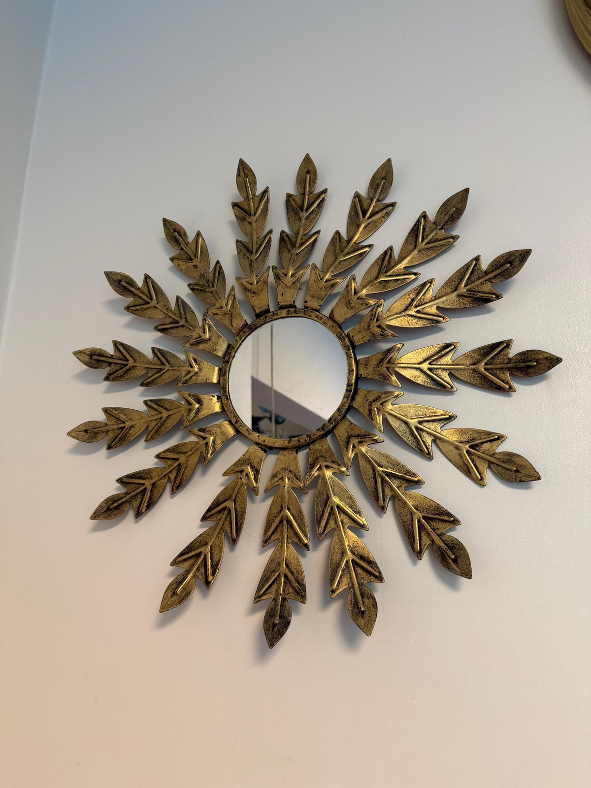 vintage X large sun mirror sunbeam sunray ,  gilt metal, d 55 cm