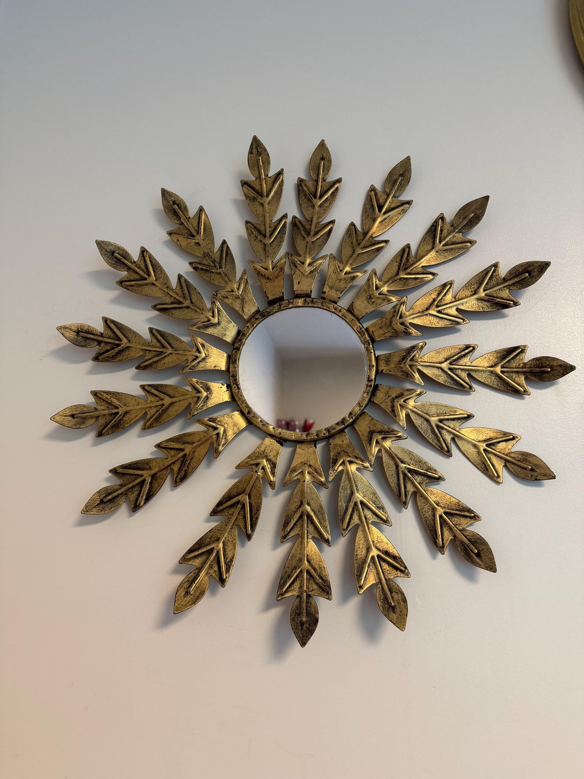 vintage X large sun mirror sunbeam sunray ,  gilt metal, d 55 cm