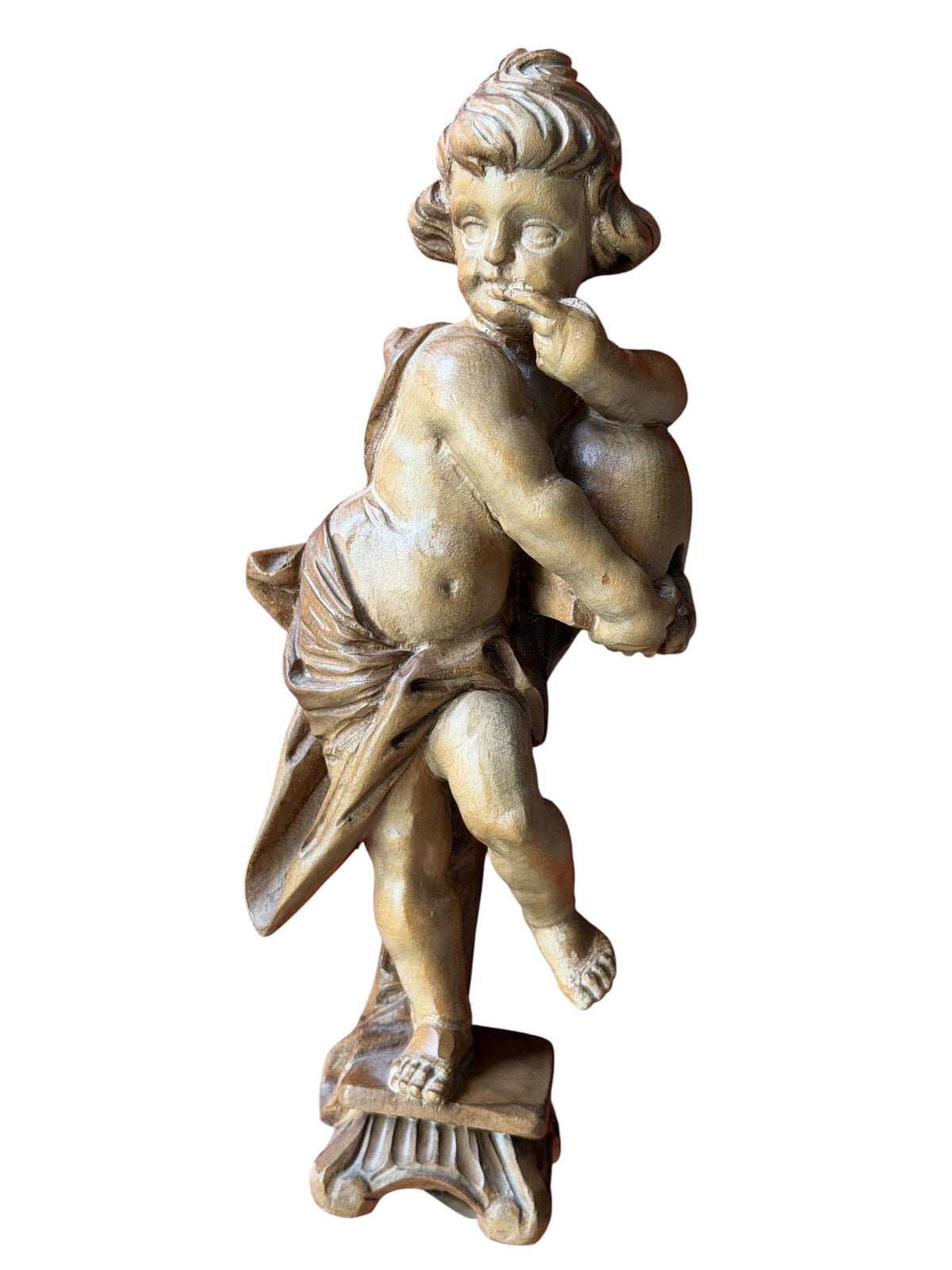 19 th bavarian Putto figure antique lovely handcarved wood angel