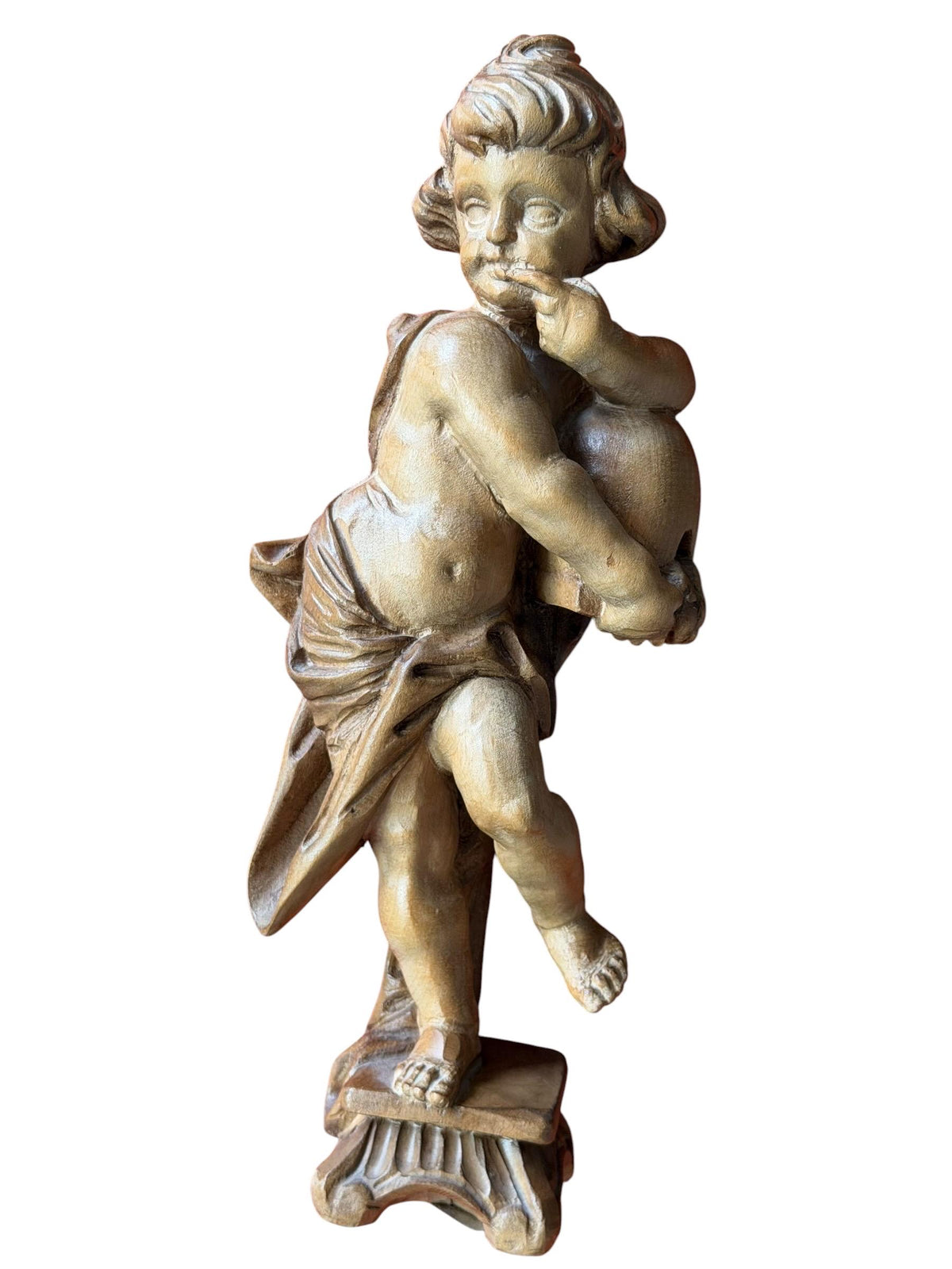 19 th bavarian Putto figure antique lovely handcarved wood angel