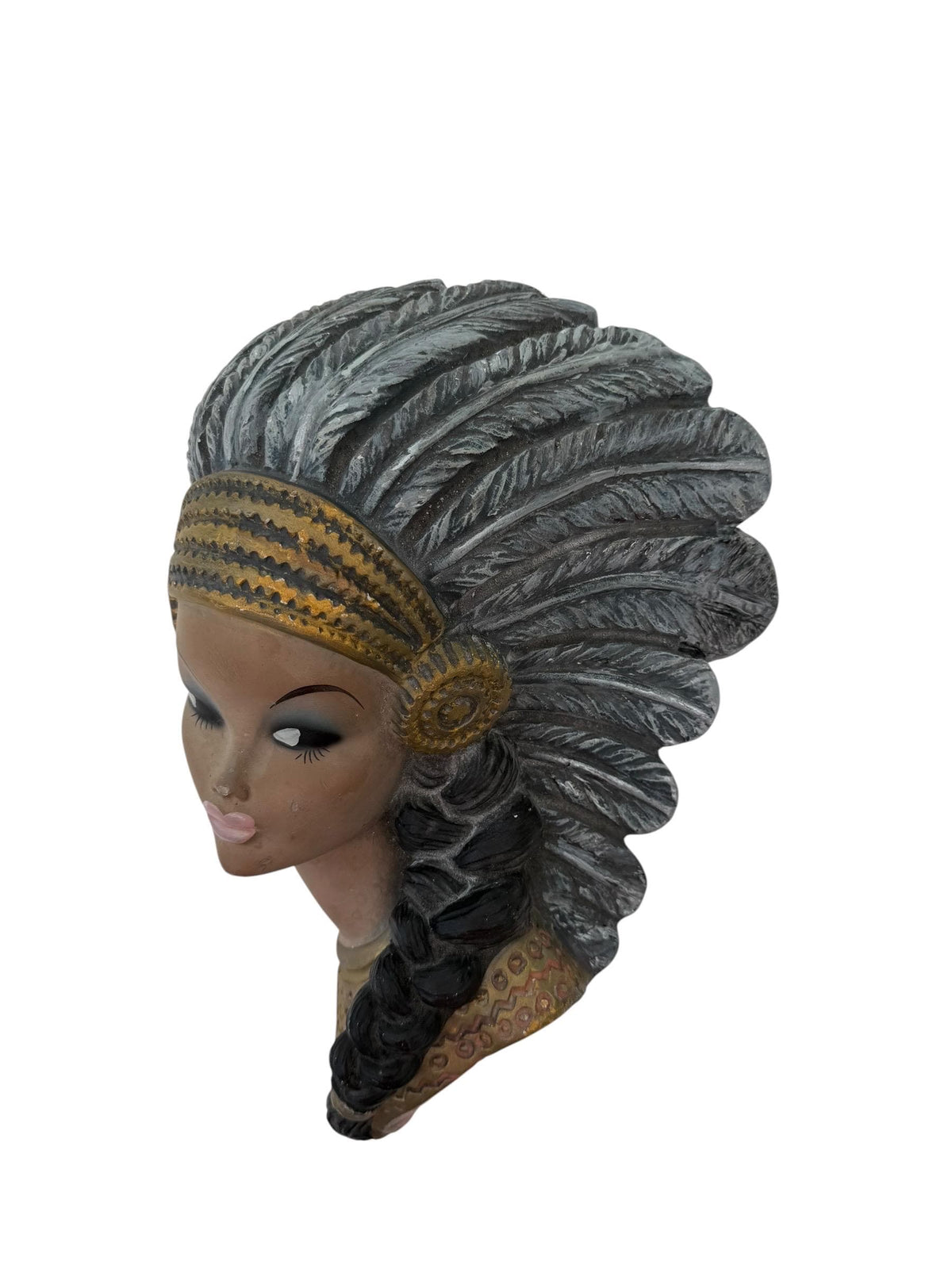 Mid-Century Alex MDGM Native American Woman Wall Bust – Tretchikoff  c.1960 wall ornament