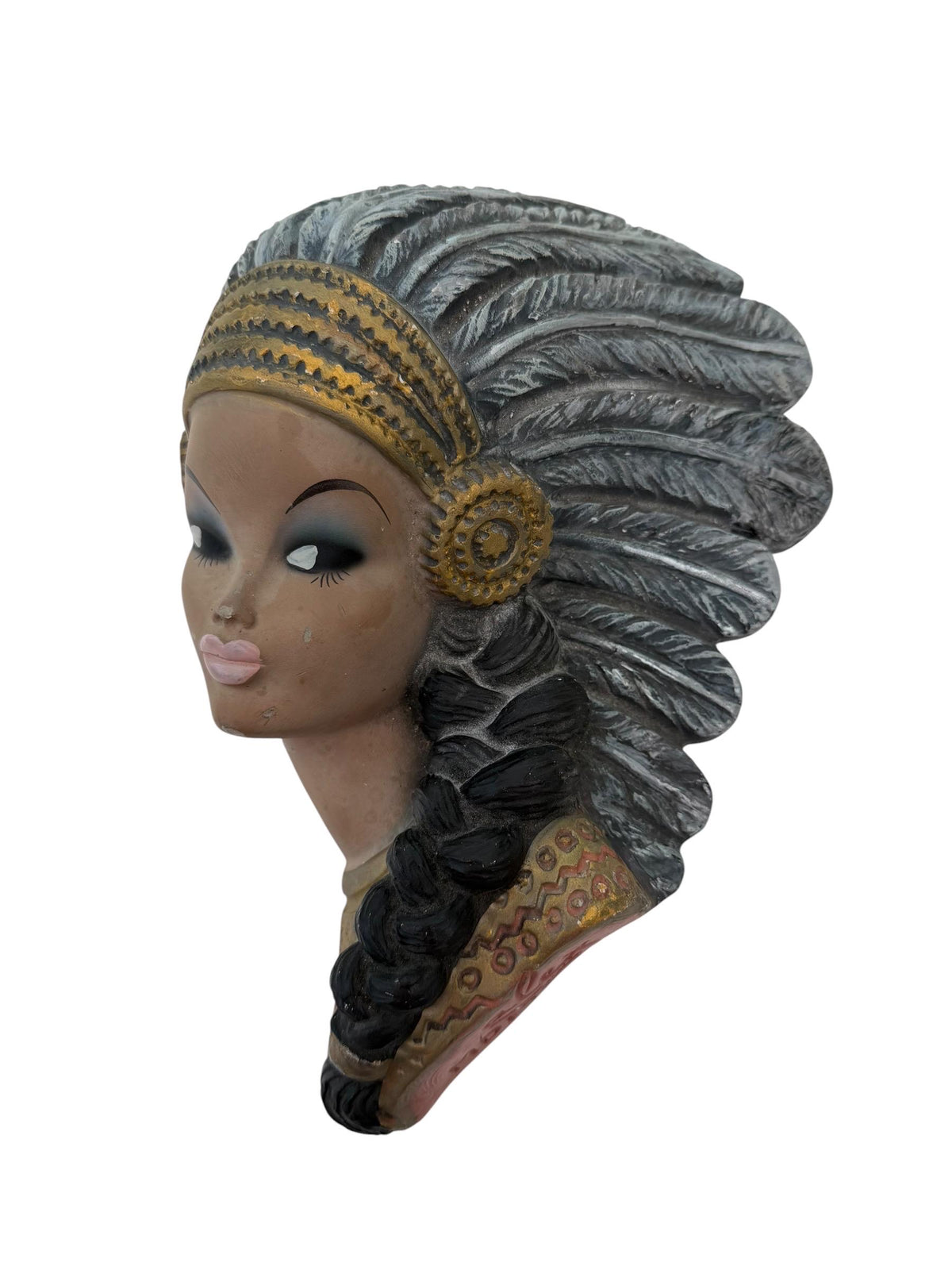 Mid-Century Alex MDGM Native American Woman Wall Bust – Tretchikoff  c.1960 wall ornament