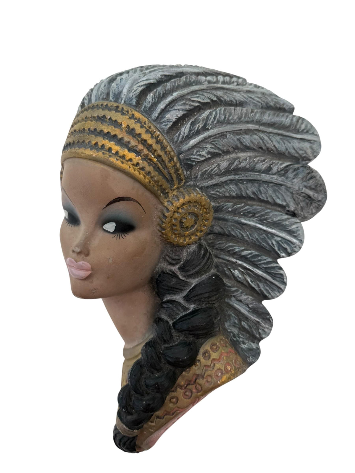 Mid-Century Alex MDGM Native American Woman Wall Bust – Tretchikoff  c.1960 wall ornament