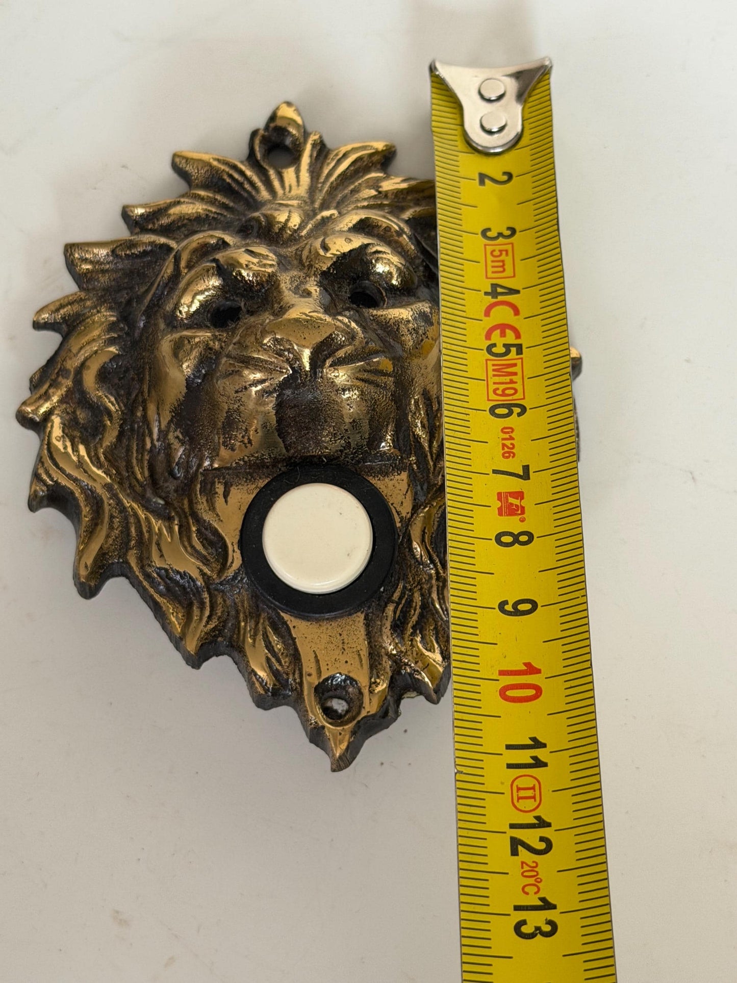 Antique door Bell, Bronze Push Button. Lionhead brass frontdoor doorbell