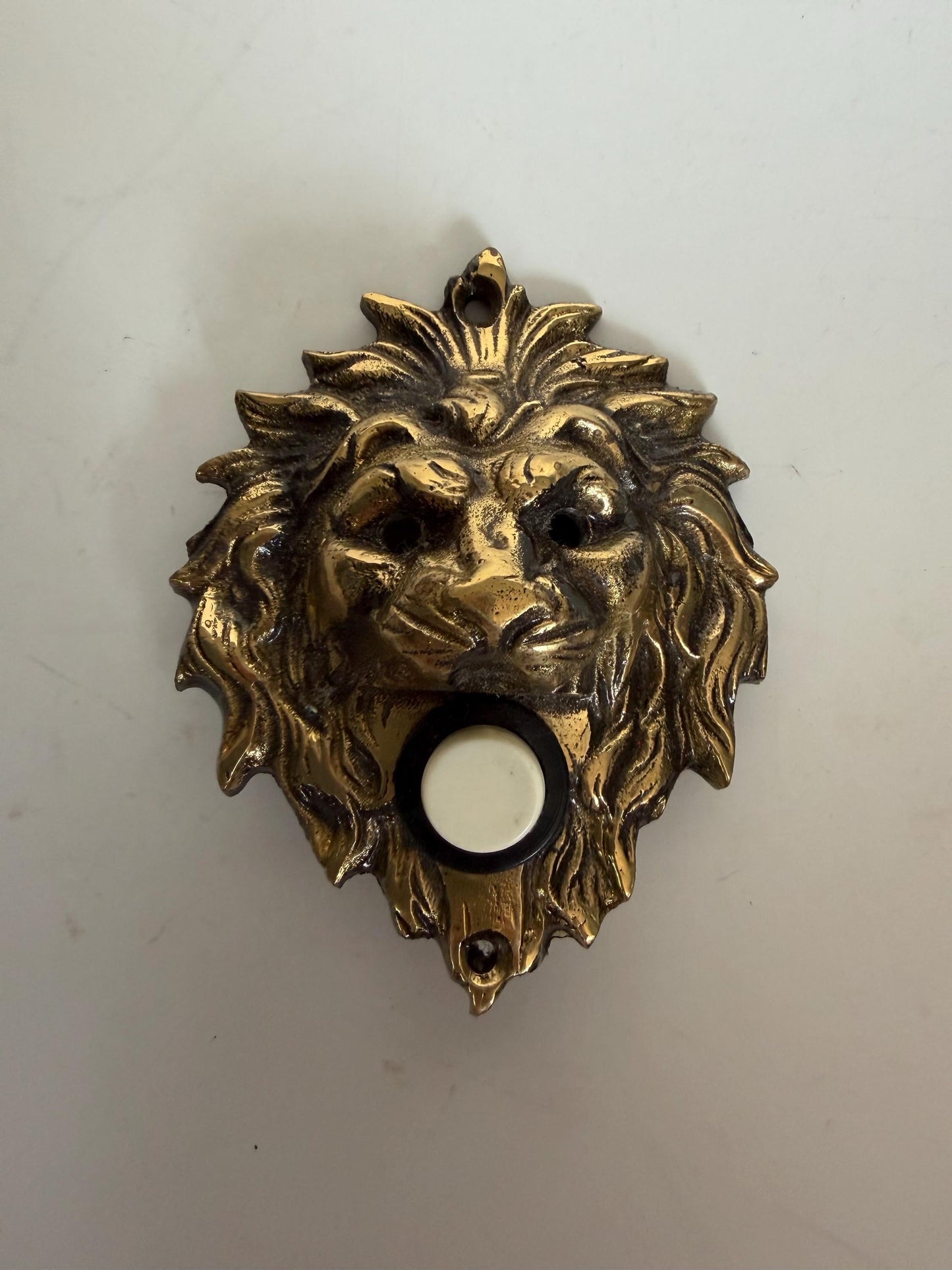 Antique door Bell, Bronze Push Button. Lionhead brass frontdoor doorbell
