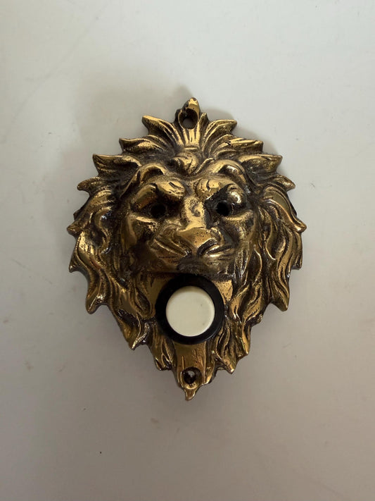 Antique door Bell, Bronze Push Button. Lionhead brass frontdoor doorbell