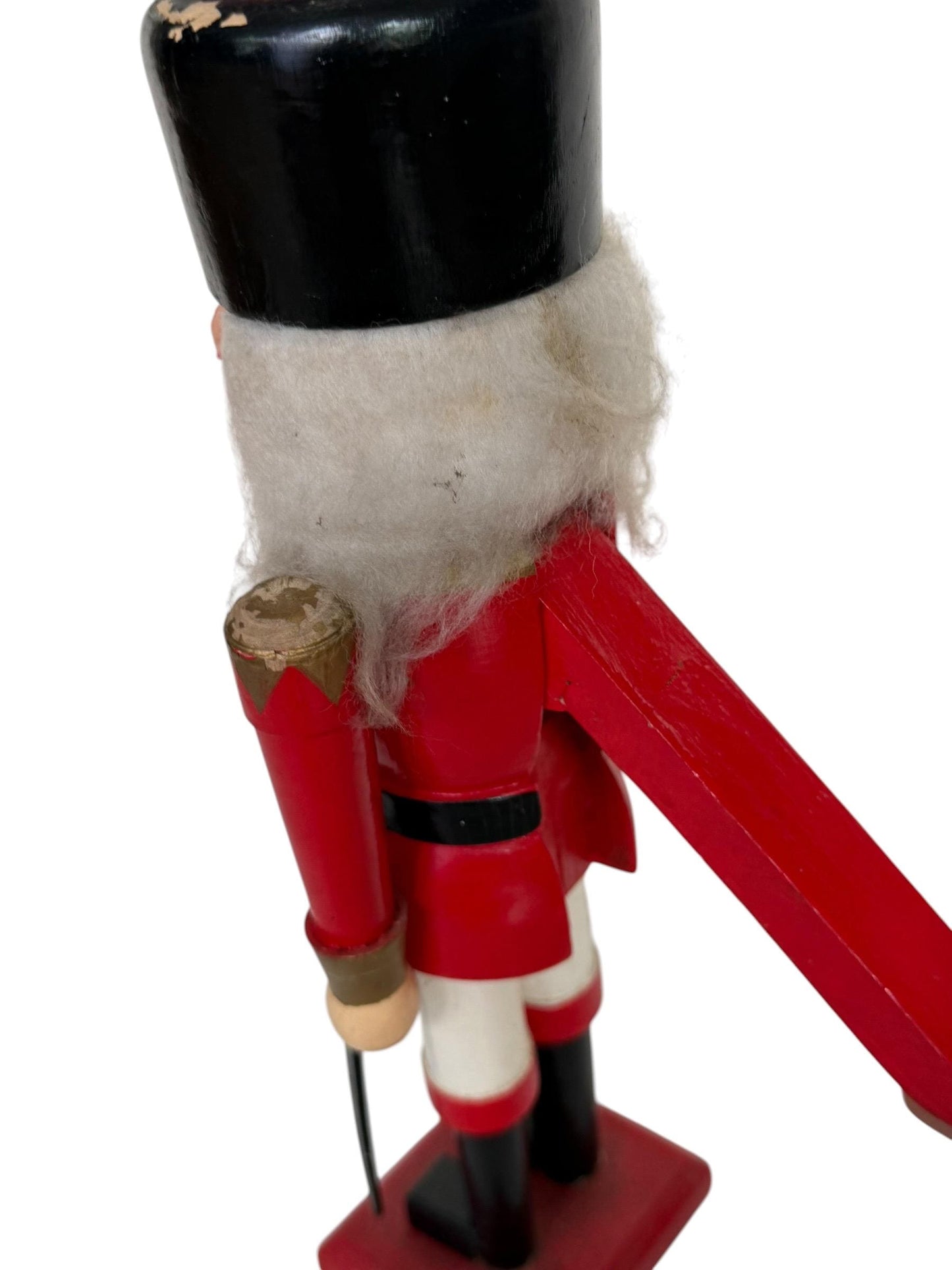 Antique Erzgebirge Wood Nutcracker, Hand-Painted Christmas Decor (34cm, midcentury)