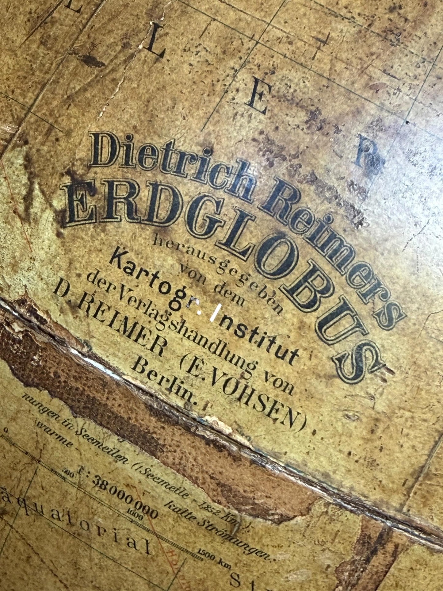 Antique Dietrich Reimer Terrestrial Globe Berlin c. 1914 – 33 cm Pre-WWI Erdglobus