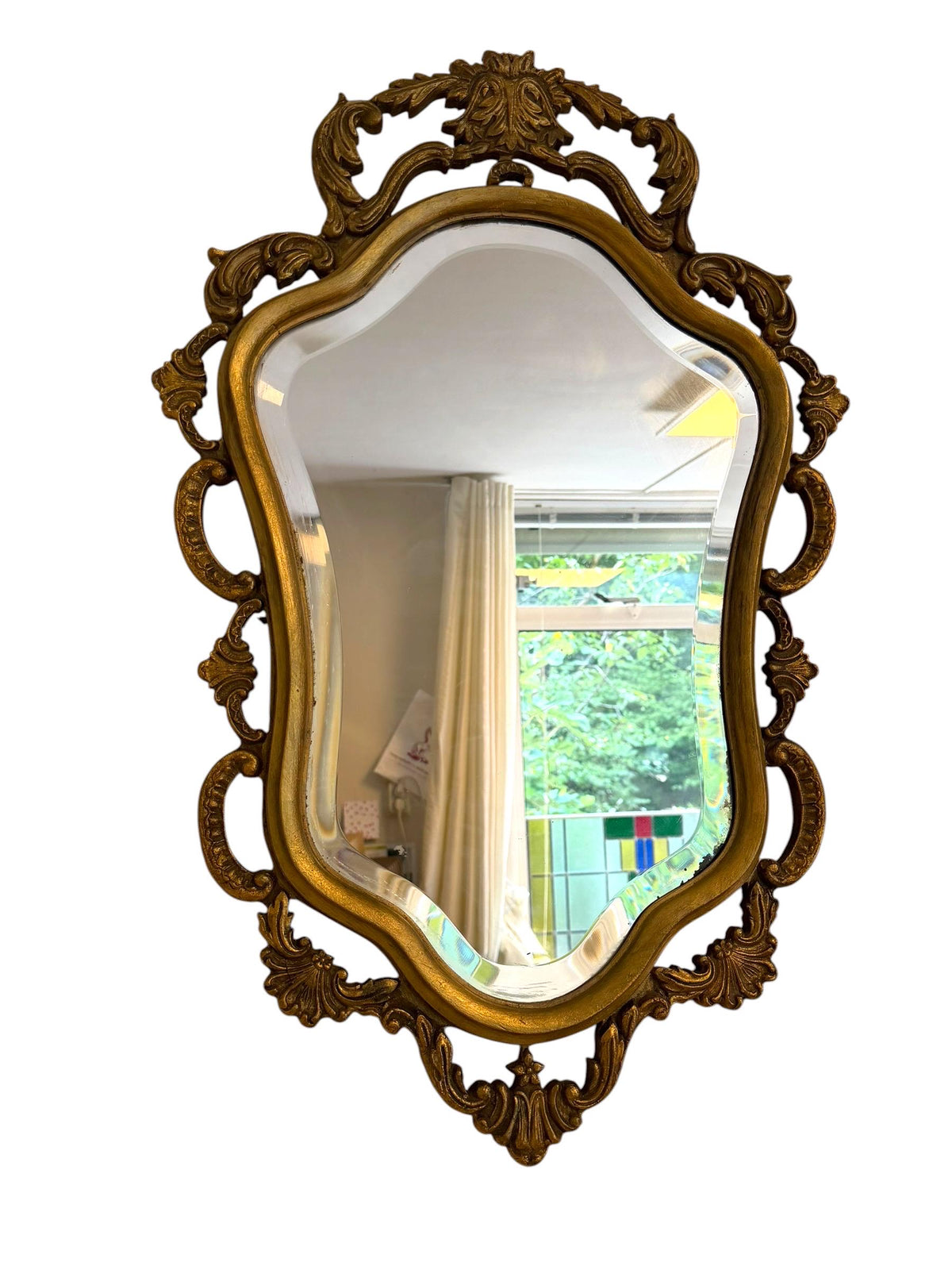 XL Art Nouveau period  Gold Gilt Antique Mirror, ca 1900-1920 furniture 74 cm