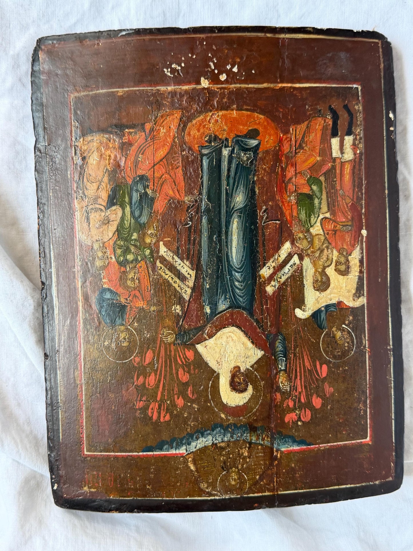 Antique Icon,  Egg Tempera, Orthodox 19th Century Orthodox Icon – Mother of God “Joy of All Who Sorrow”