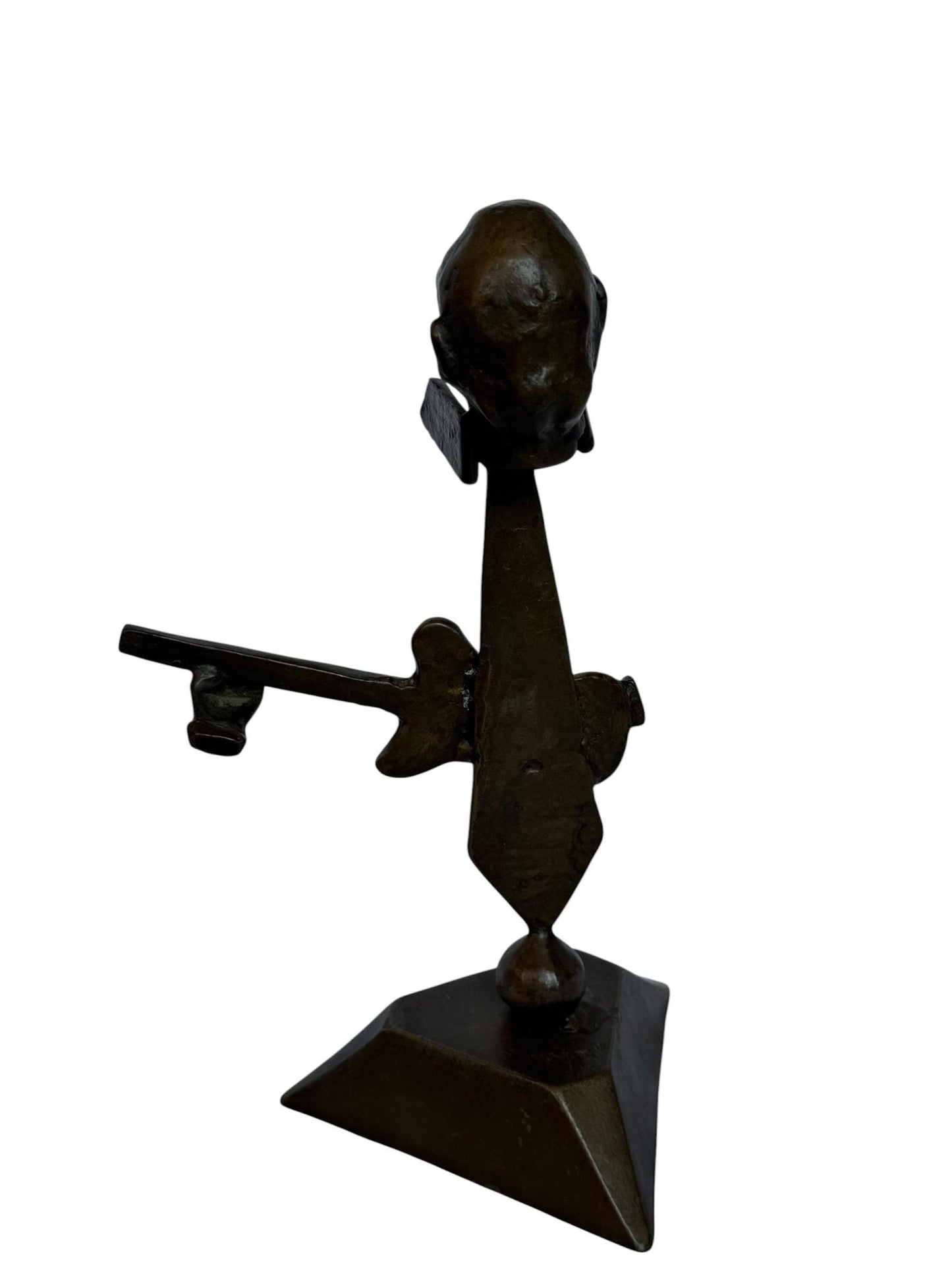 Vintage Surrealist Bronze guitar bas player Sculpture – Mid-Century Modern, 27 cm jazz