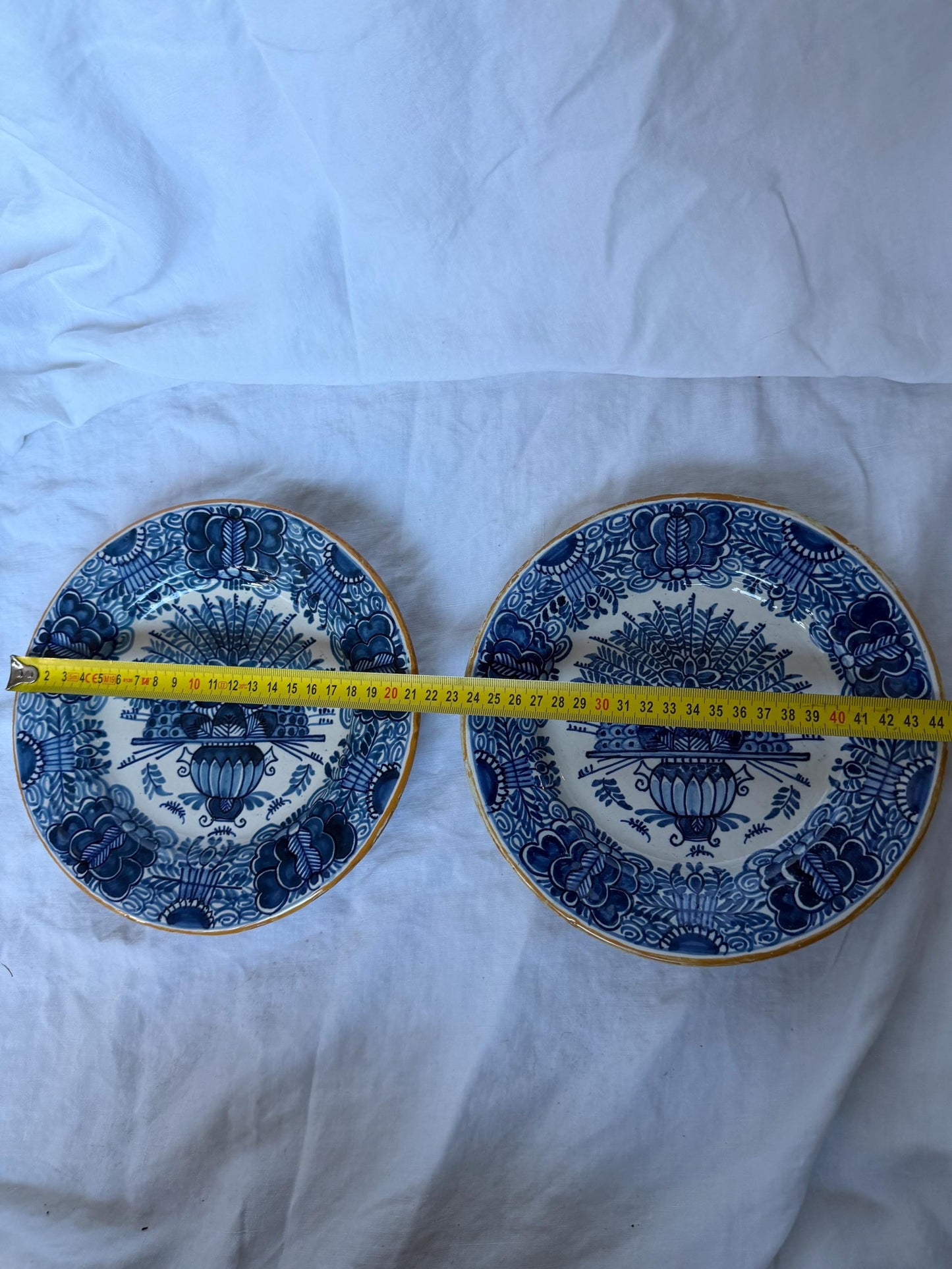 Antique pair of  Delft blue Plates,  dutch pottery ,  Handpainted Decor, 18th Century (Set of 2) wallplates peacock