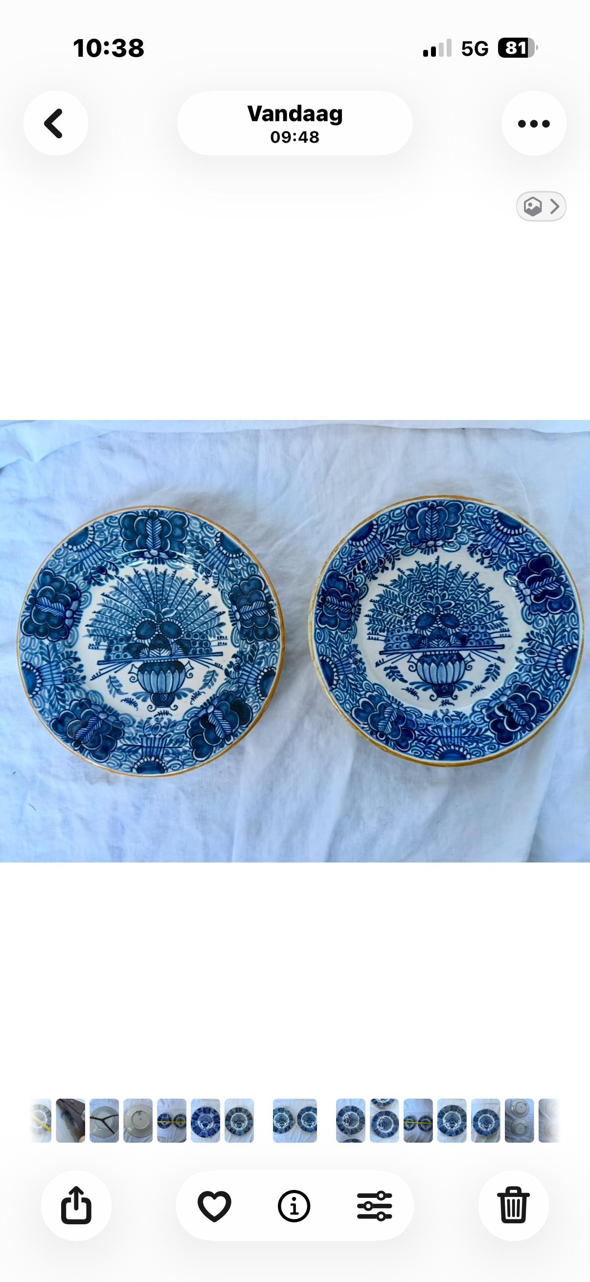 Antique pair of  Delft blue Plates,  dutch pottery ,  Handpainted Decor, 18th Century (Set of 2) wallplates peacock