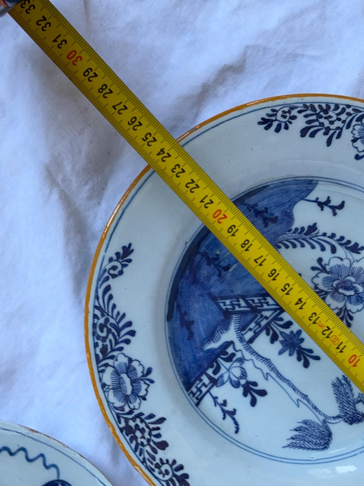 Antique Delft Plates, 18th Century Dutch Chinoiserie, Oriental Decor.