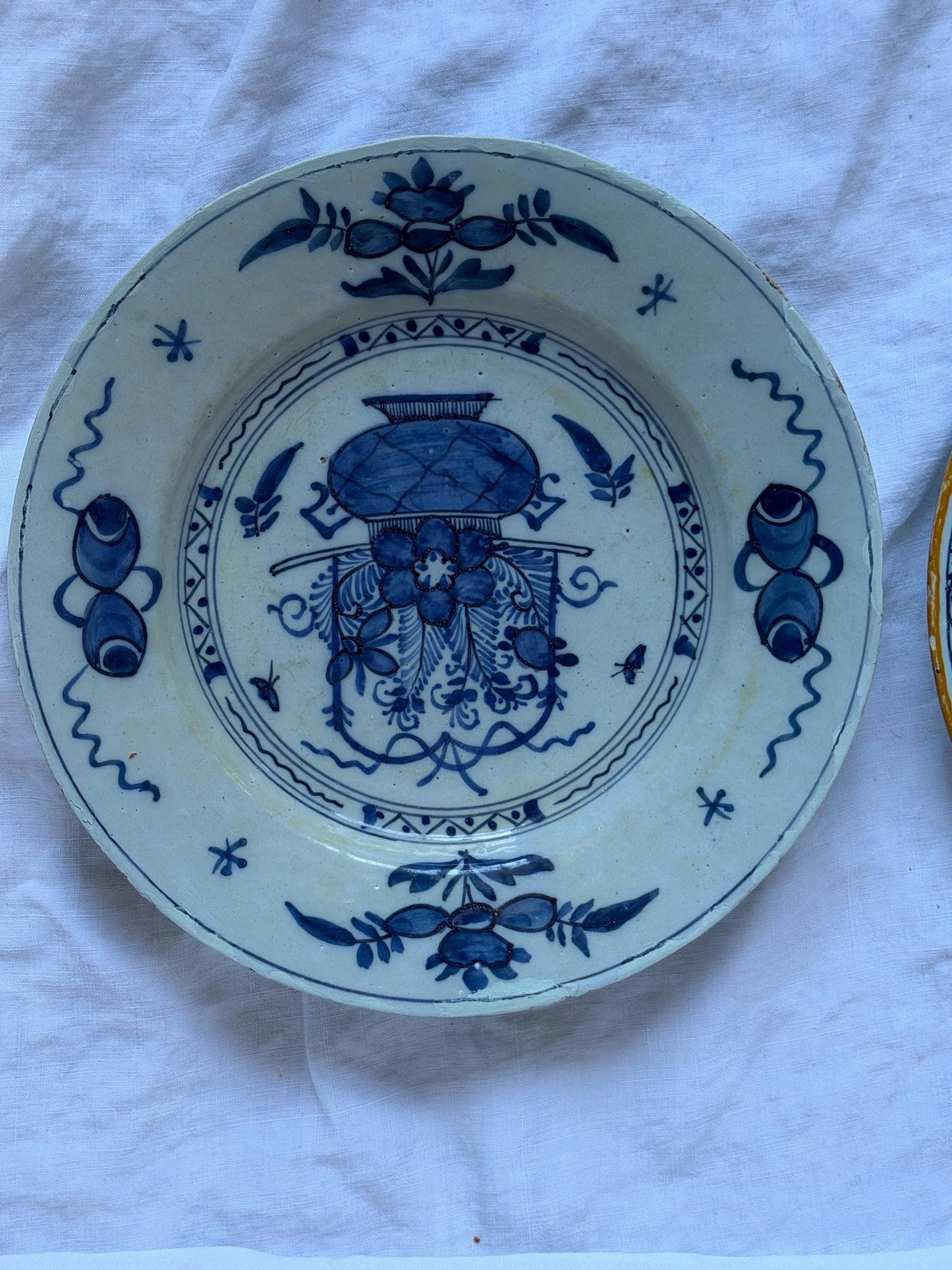 Antique Delft Plates, 18th Century Dutch Chinoiserie, Oriental Decor.