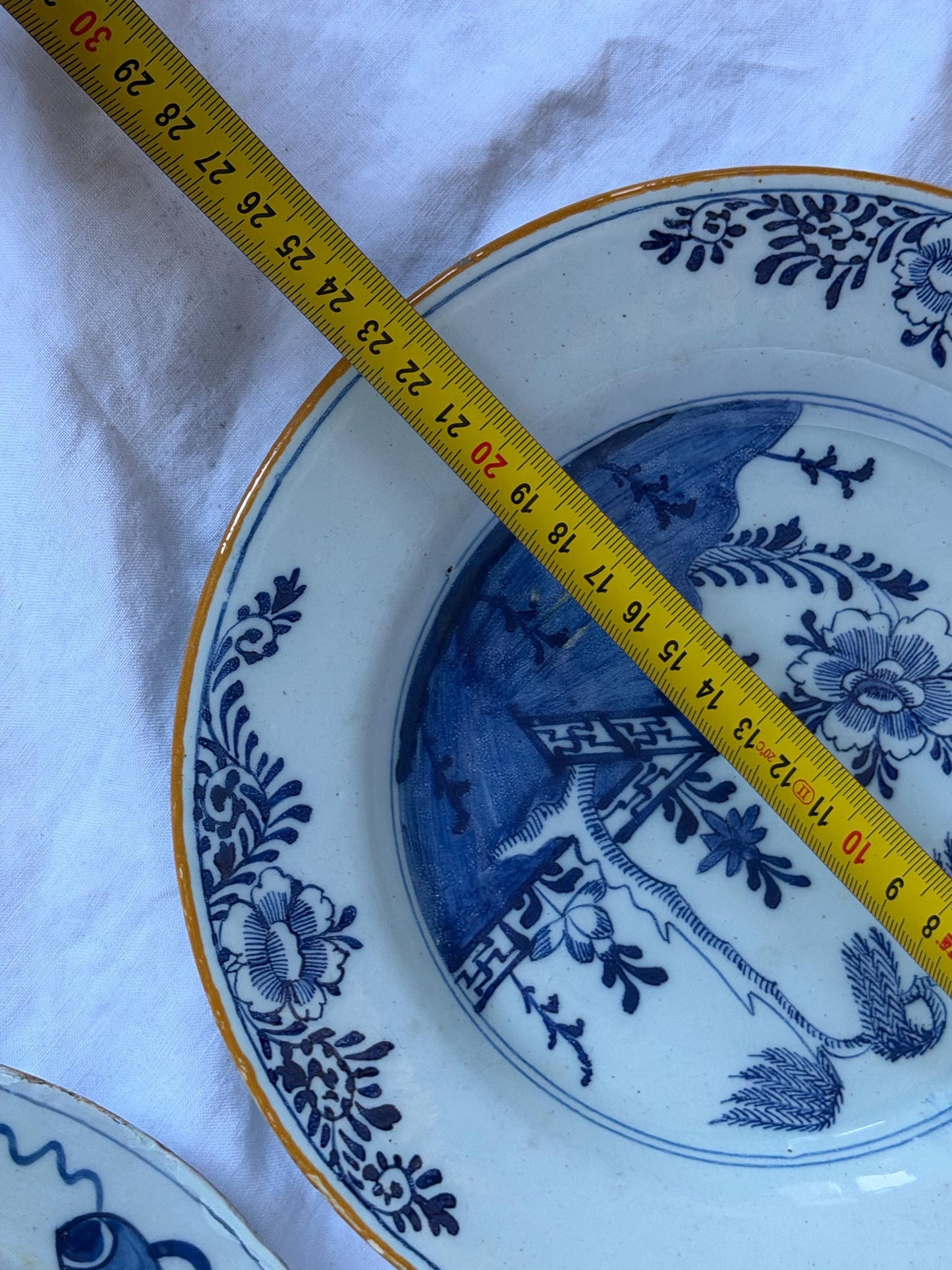 Antique Delft Plates, 18th Century Dutch Chinoiserie, Oriental Decor.