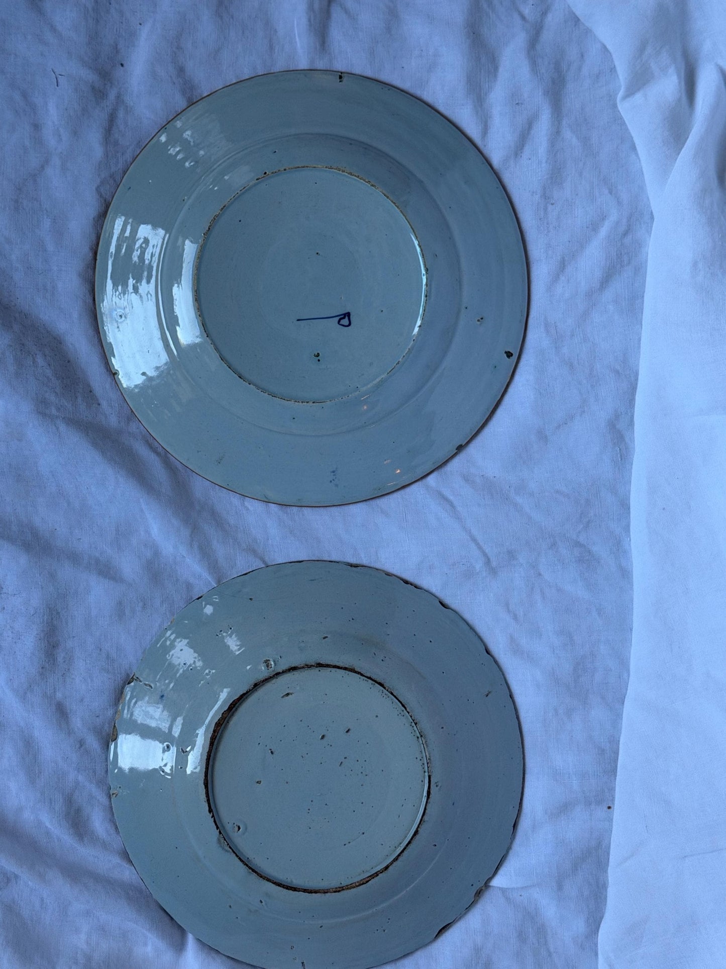 Antique Delft Plates, 18th Century Dutch Chinoiserie, Oriental Decor.