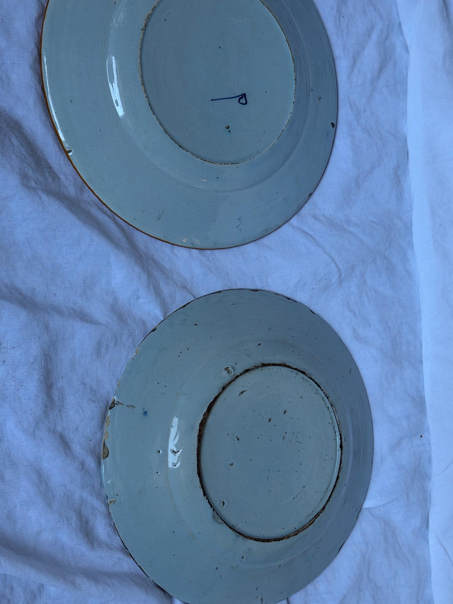 Antique Delft Plates, 18th Century Dutch Chinoiserie, Oriental Decor.