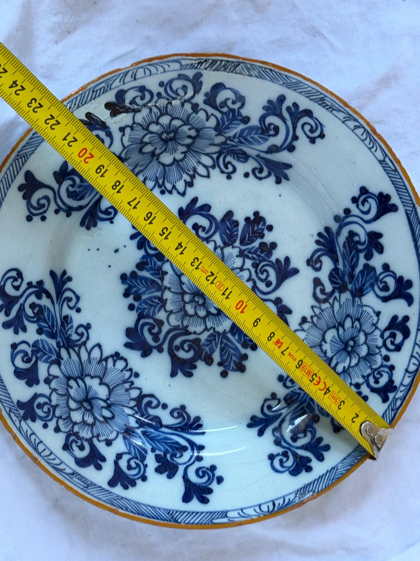 Antique Delft Plates, 18th Century Dutch flower decor