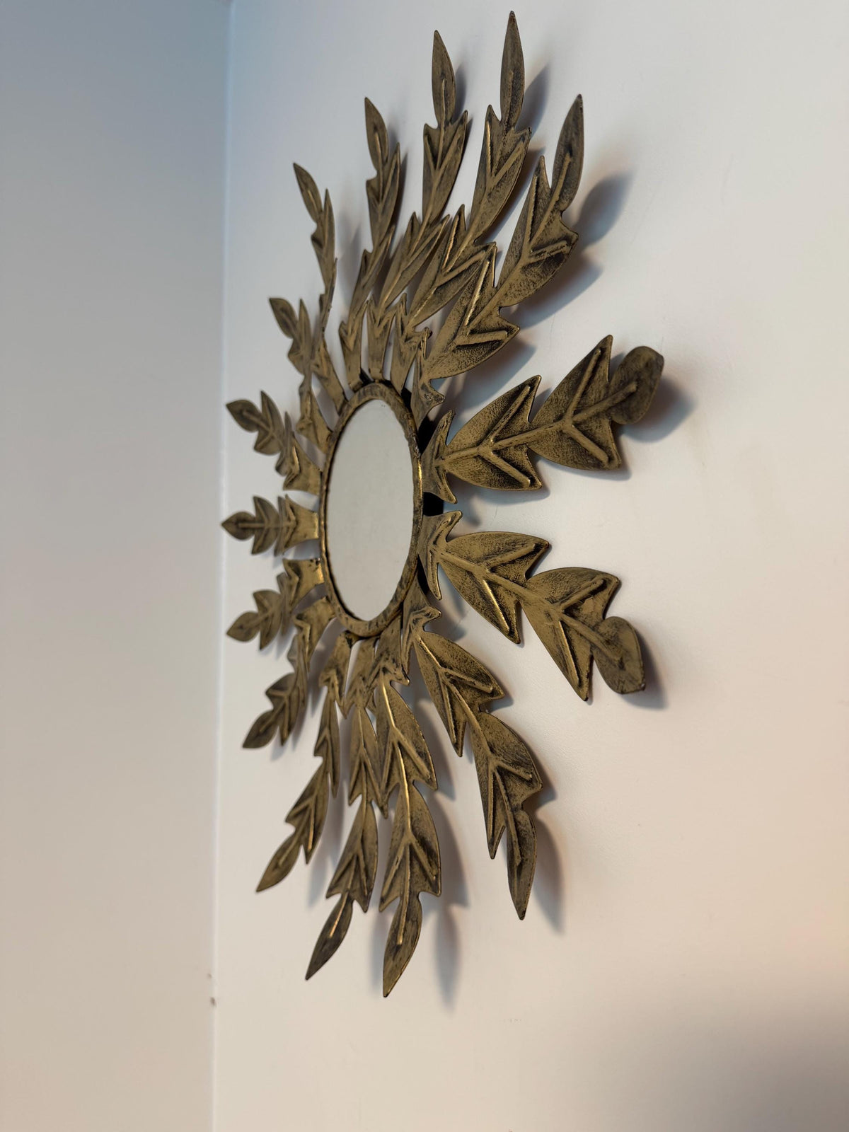 vintage X large sun mirror sunbeam sunray ,  gilt metal, d 55 cm