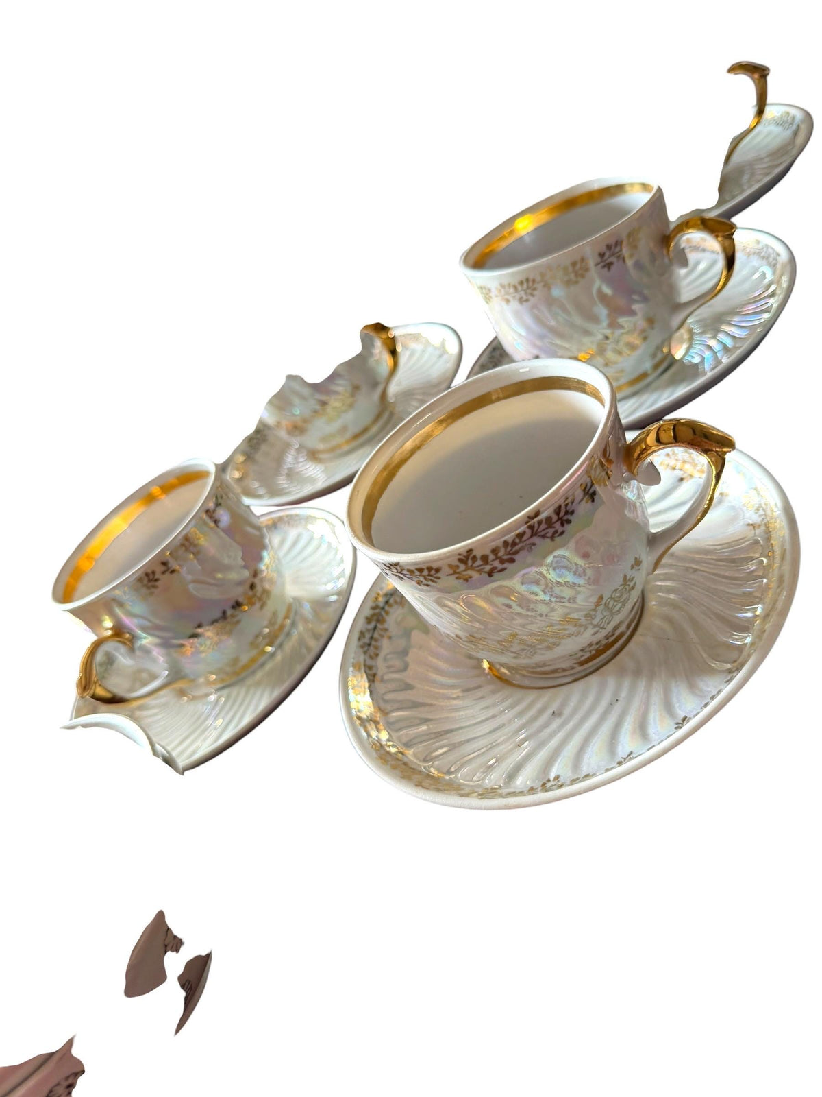 1910 - 1920s,  East Germany, Late Jugendstil Early Art Deco Iridescent Porcelain Tea Coffee Set – 36 Piece complete ddr antique service