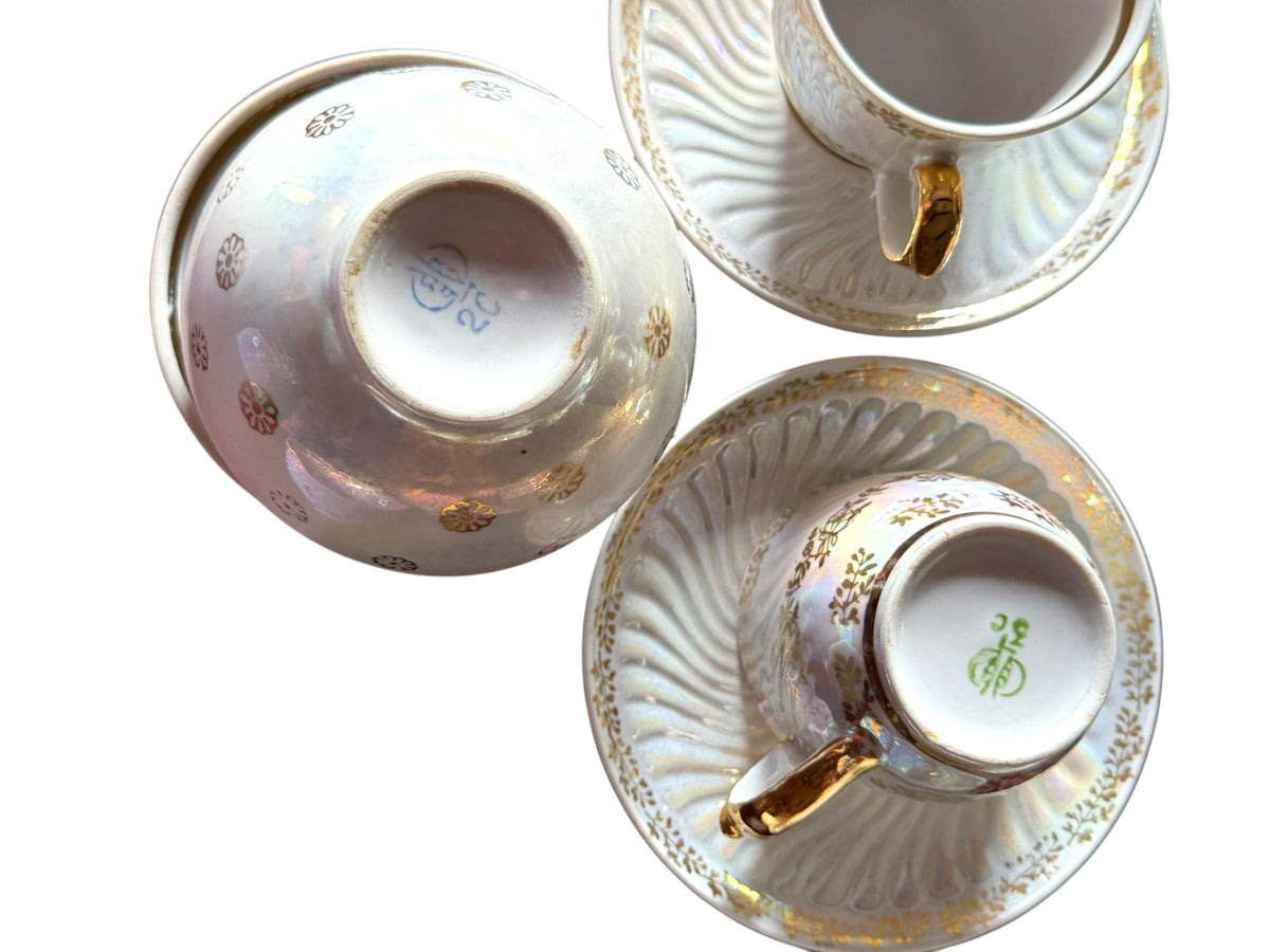 1910 - 1920s,  East Germany, Late Jugendstil Early Art Deco Iridescent Porcelain Tea Coffee Set – 36 Piece complete ddr antique service