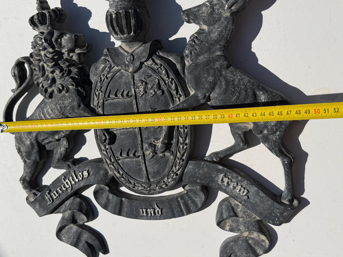Cast Iron Royal Coat of Arms, Architectural Detail,  Württemberg Coat of Arms Cast Metal Wall Plaque, Germany - grohmann kunstguss gallery