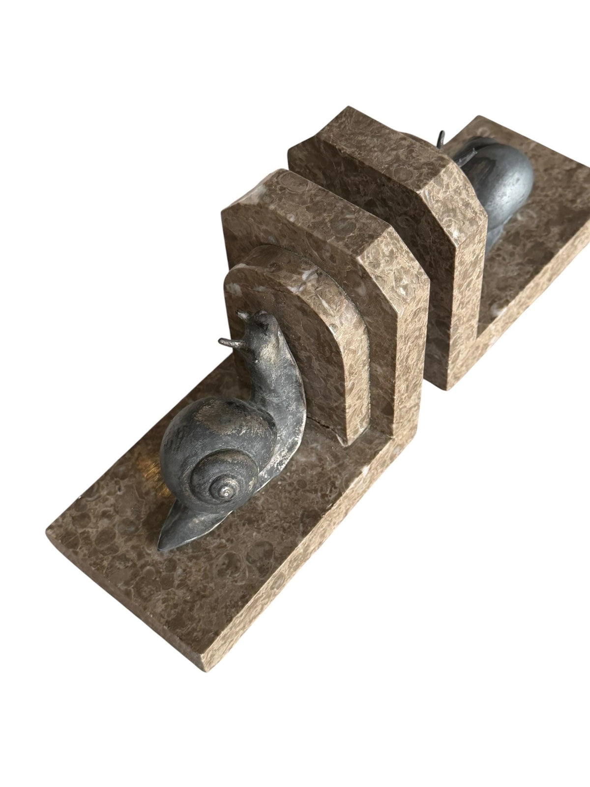 Art Deco Bronze snail Bookends, Marble, Ribeauville, France ca 1920 - 1920