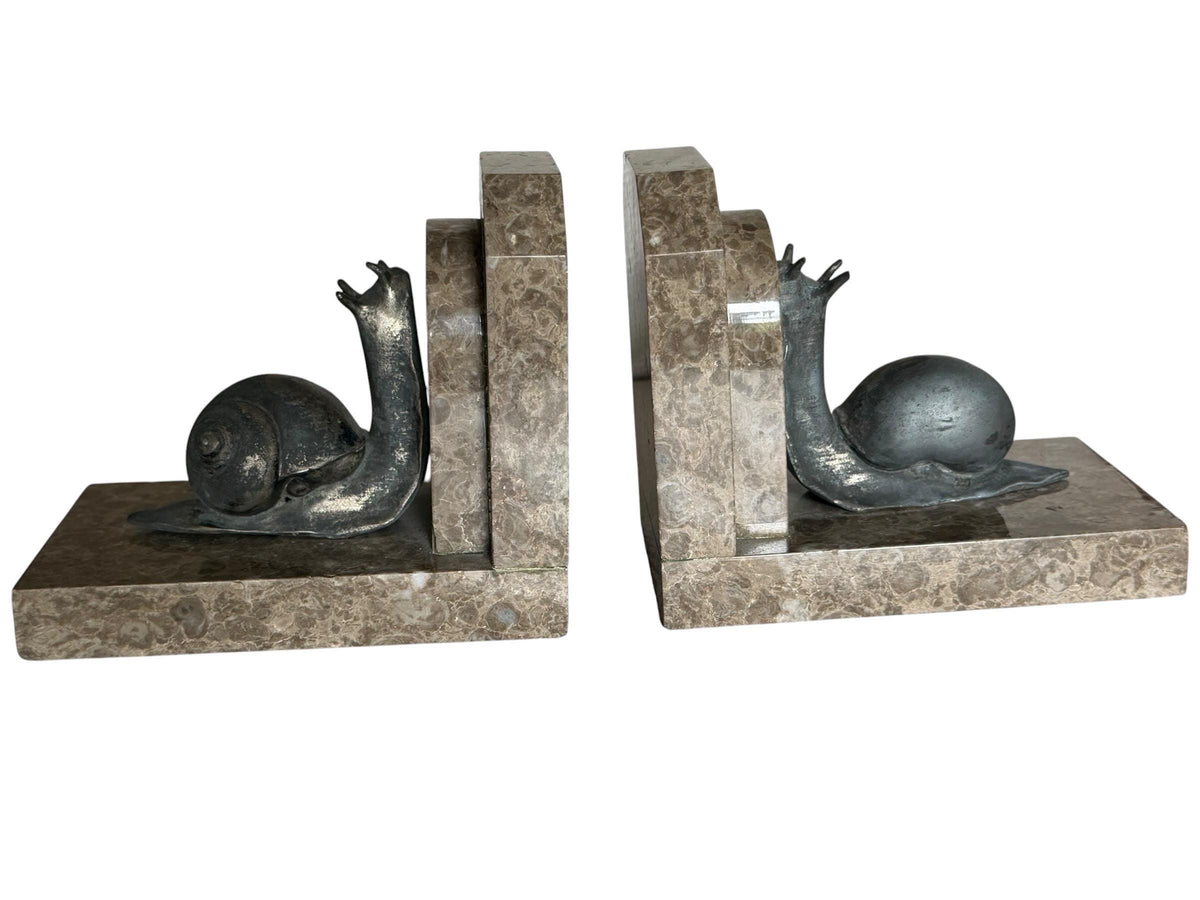 Art Deco Bronze snail Bookends, Marble, Ribeauville, France ca 1920 - 1920
