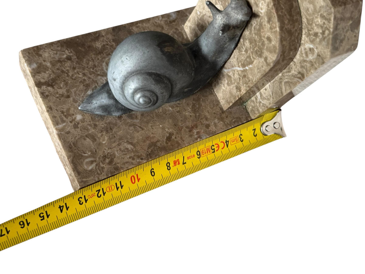 Art Deco Bronze snail Bookends, Marble, Ribeauville, France ca 1920 - 1920