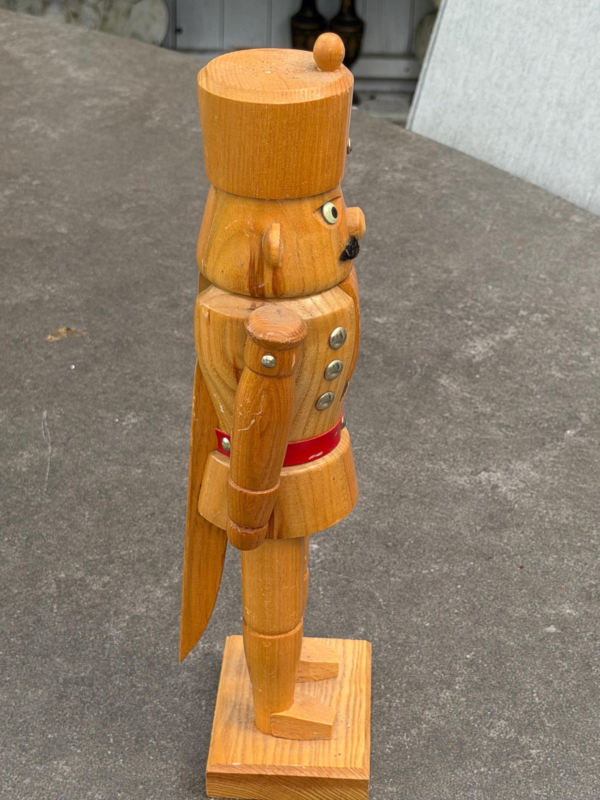 Antique Erzgebirge Wood Nutcracker, Hand-Painted Christmas Decor (37 cm, 1920s)