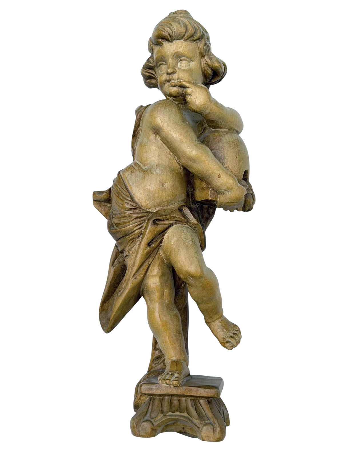 19 th bavarian Putto figure antique lovely handcarved wood angel