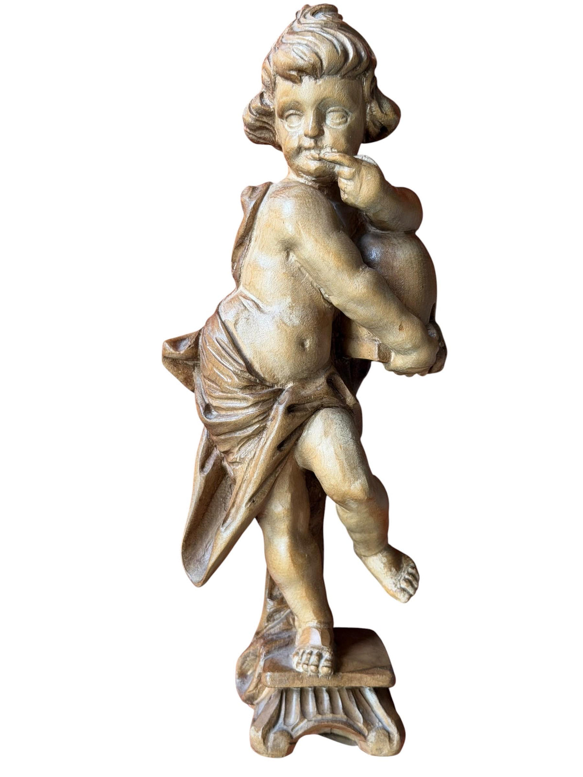 19 th bavarian Putto figure antique lovely handcarved wood angel