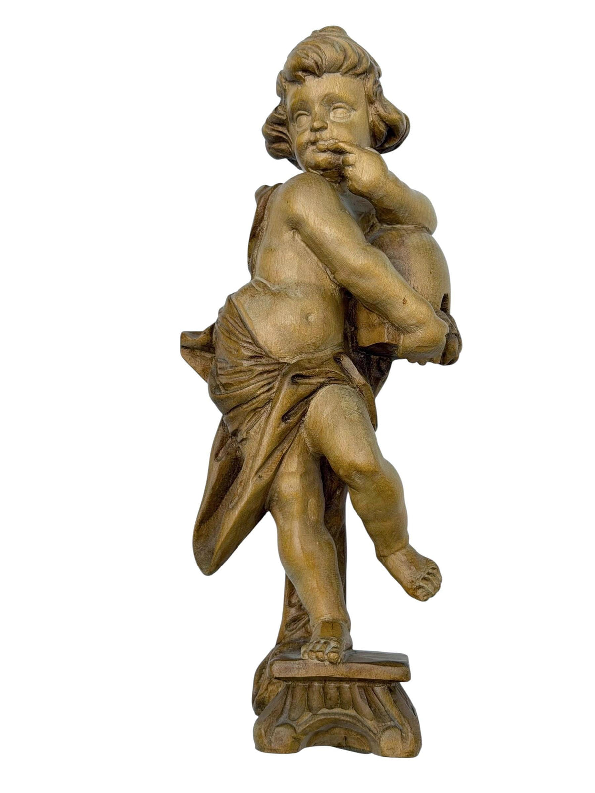 19 th bavarian Putto figure antique lovely handcarved wood angel